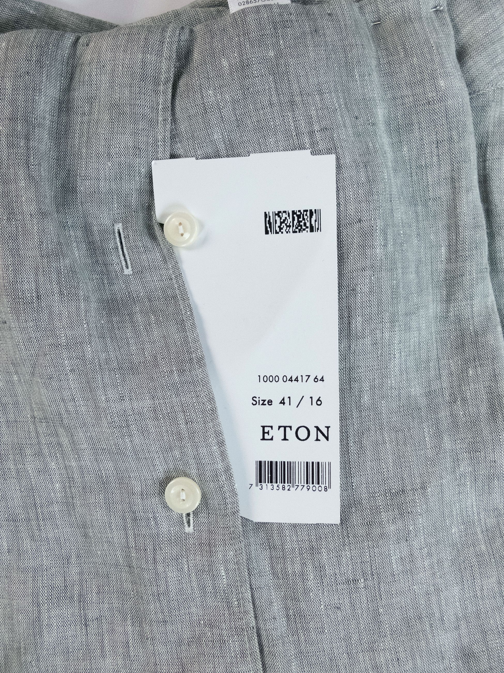 Eton ETON of Sweden contemporary fit green gray linen shirt Large Size US L / EU 52-54 / 3 - 7 Thumbnail