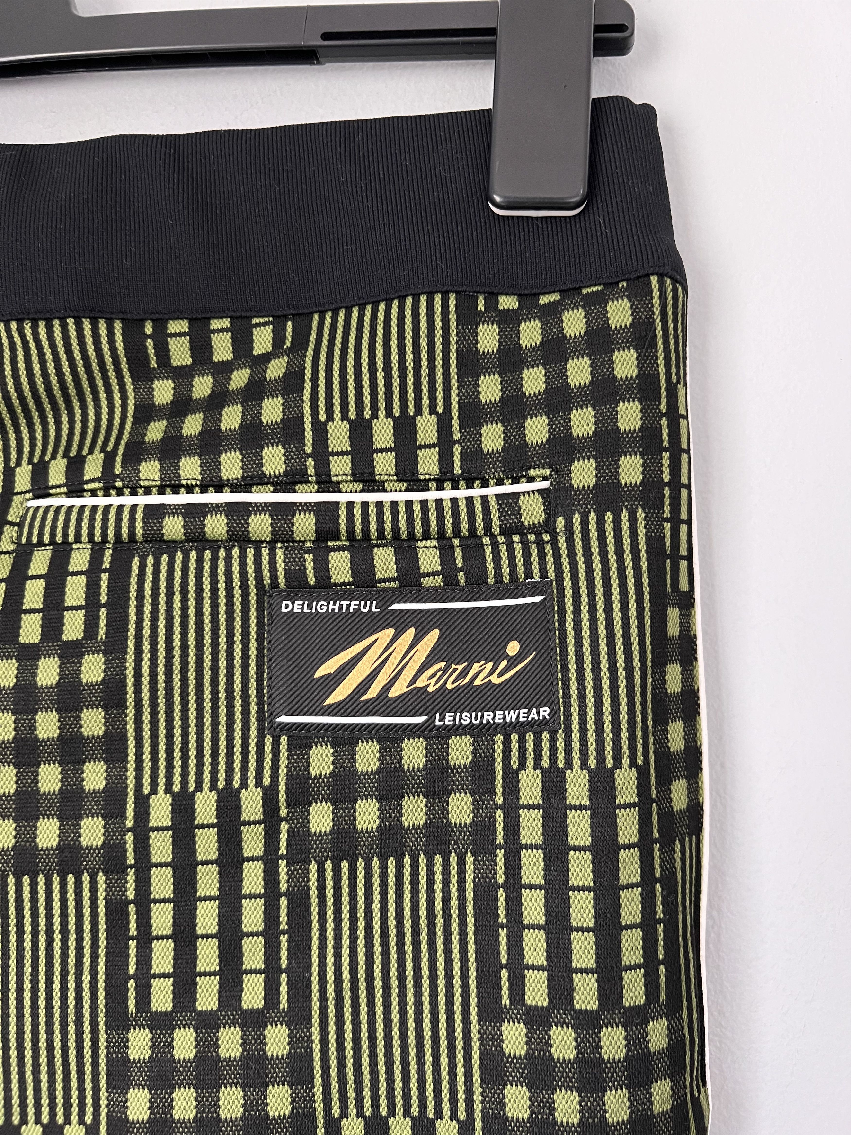 Marni Marni Flared Check Jersey Pants in Grass Green Size US 34 / EU 50 - 6 Thumbnail