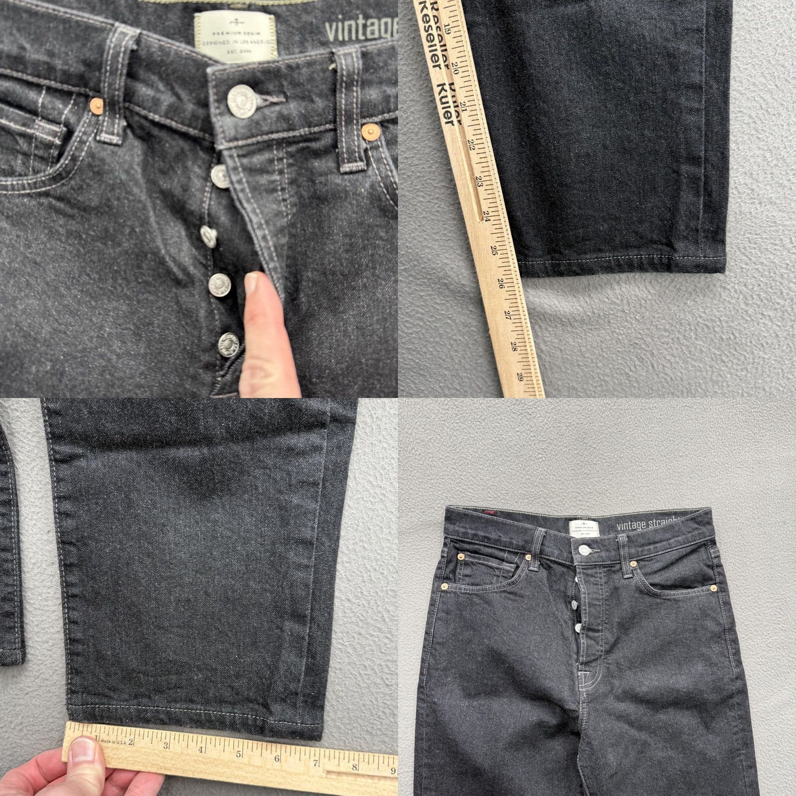 7 For All Mankind 7 For All Mankind Vintage Straight Jeans Mens 30 Black Button Fly Size US 30 / EU 46 - 8 Thumbnail