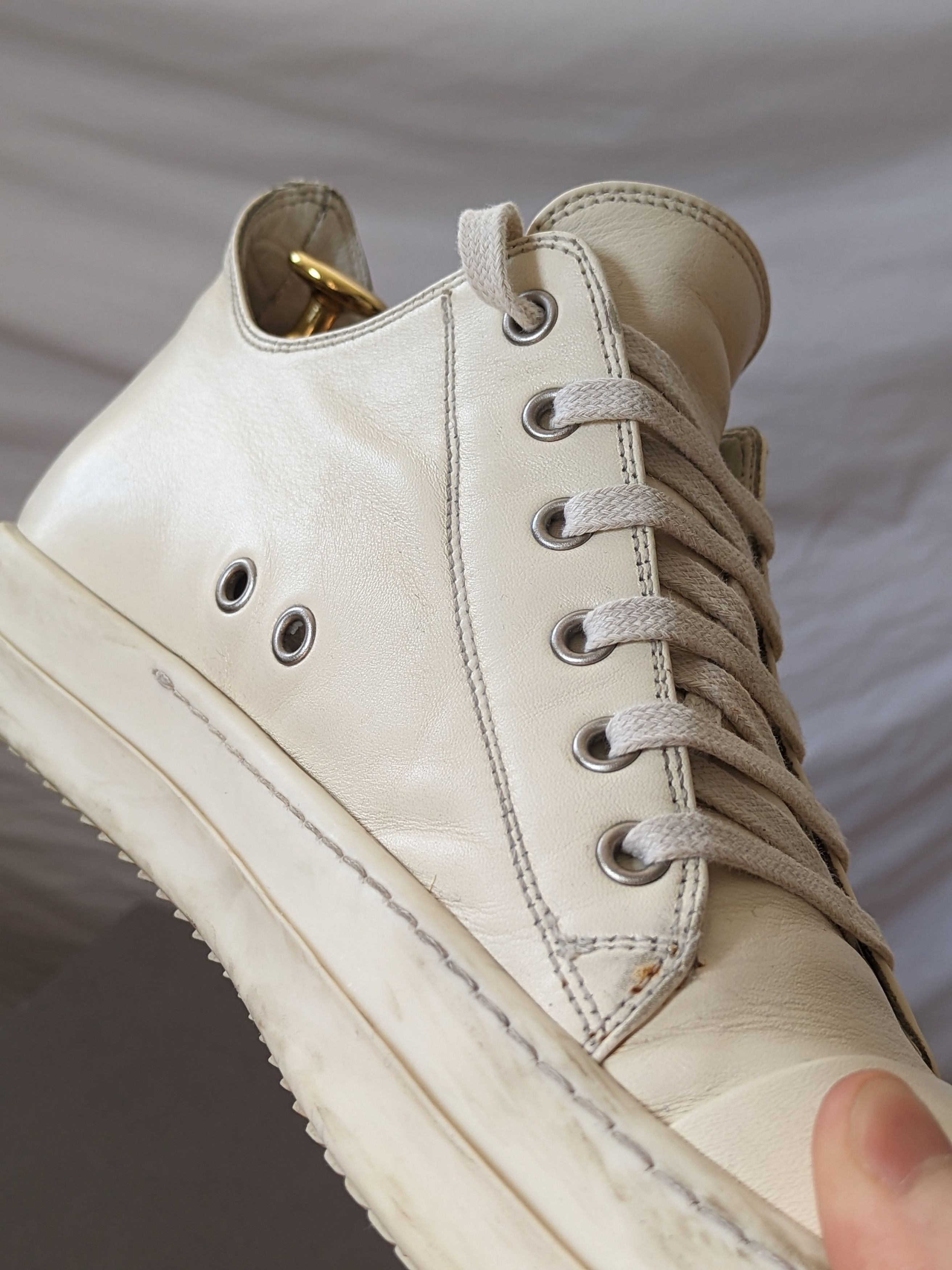 Rick Owens Rick Owens Mainline Ramones Low – Cream/Milk Leather Size US 7.5 / EU 40-41 - 5 Thumbnail