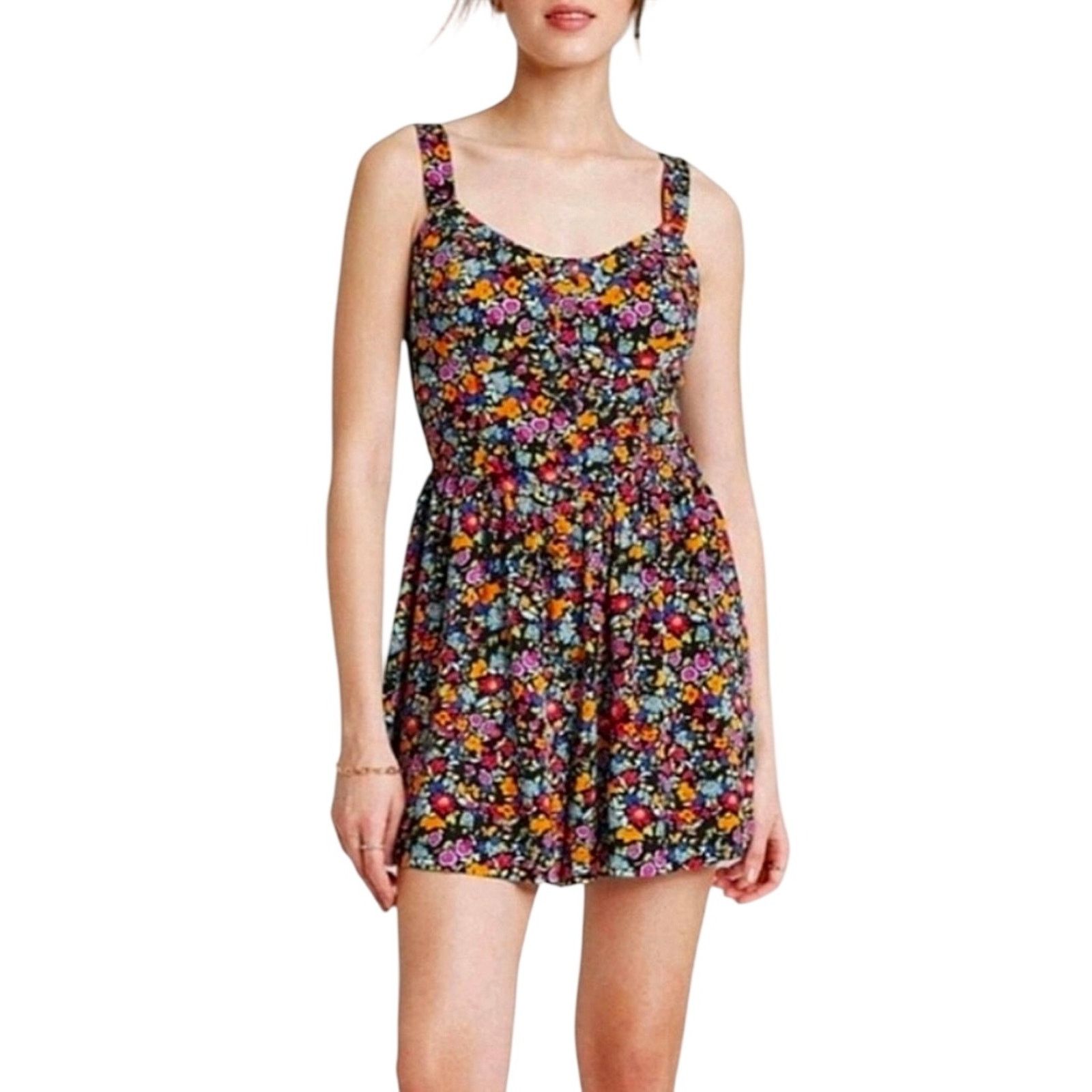 Target Basics Wild Fable Multicolor Floral Smoked Tank Romper Shorts Large Size 29" - 1 Thumbnail