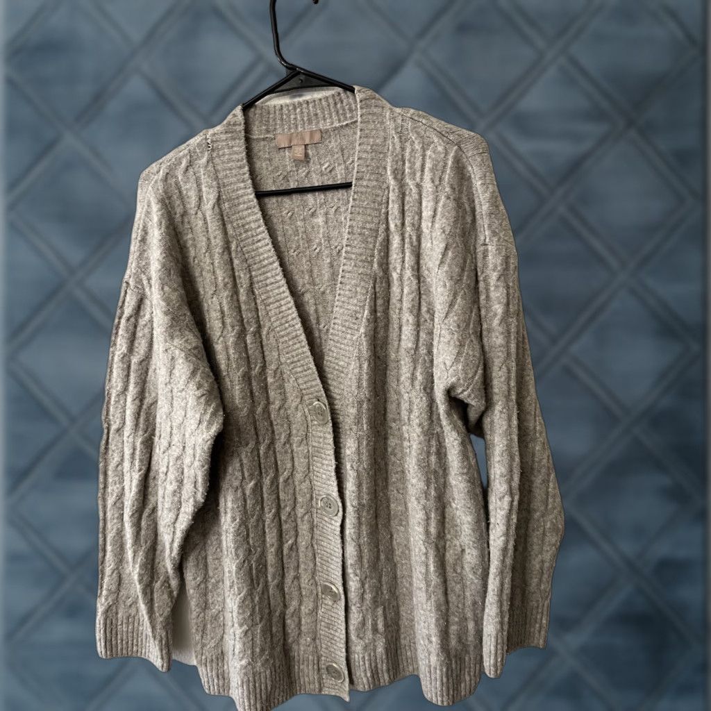 H&M H&M Womens Wool Blend Cardigan Gray Beige Size XS Jewel Button Sweater Size XS / US 0-2 / IT 36-38 - 1 Thumbnail