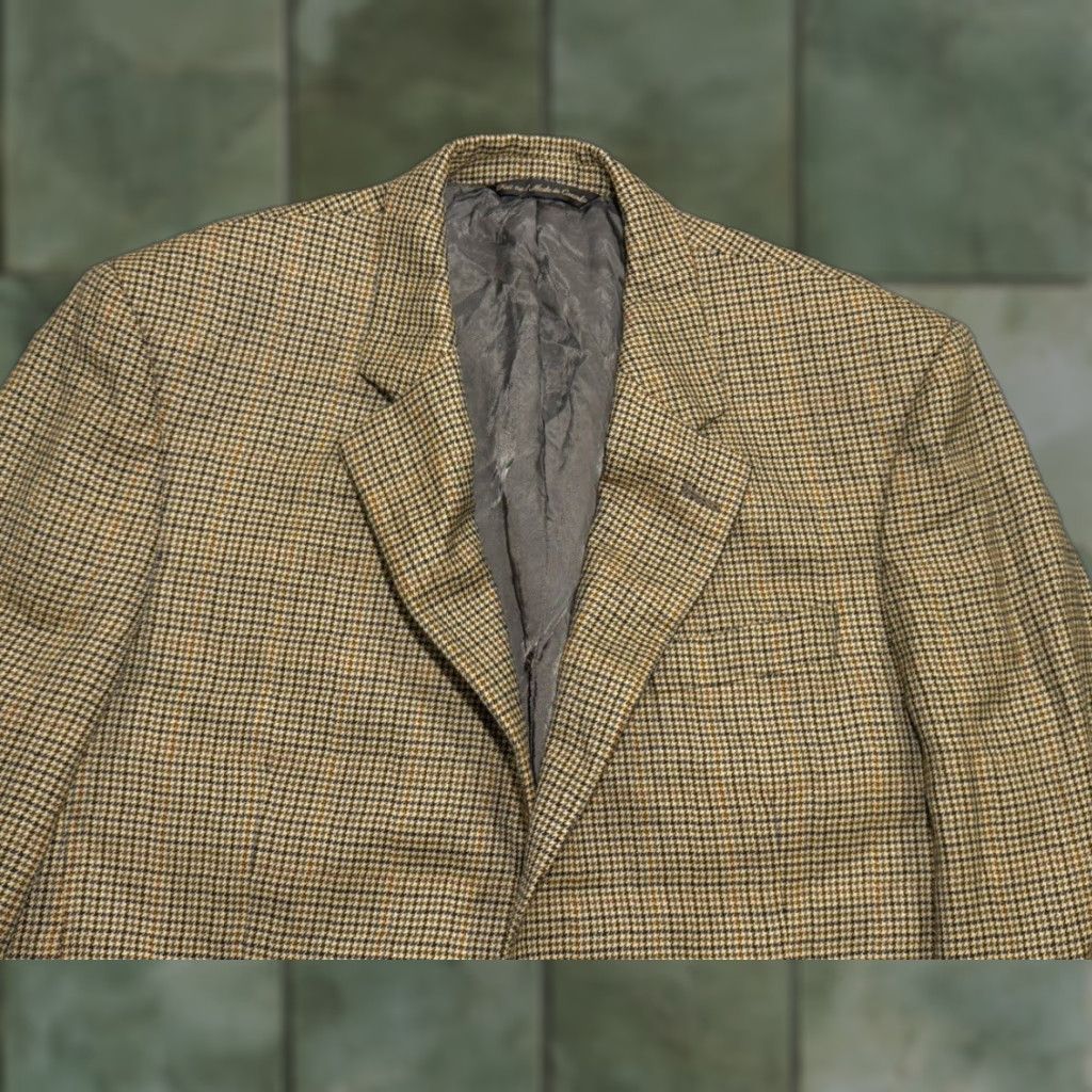 Jack Victor Loro Piana 100% Cashmere Houndstooth Blazer Jacket Sz 42R Jack Victor Men Notch Lapel Single-Breasted 2-Button Dry Clean Only Multicolor Size 42R - 1 Thumbnail