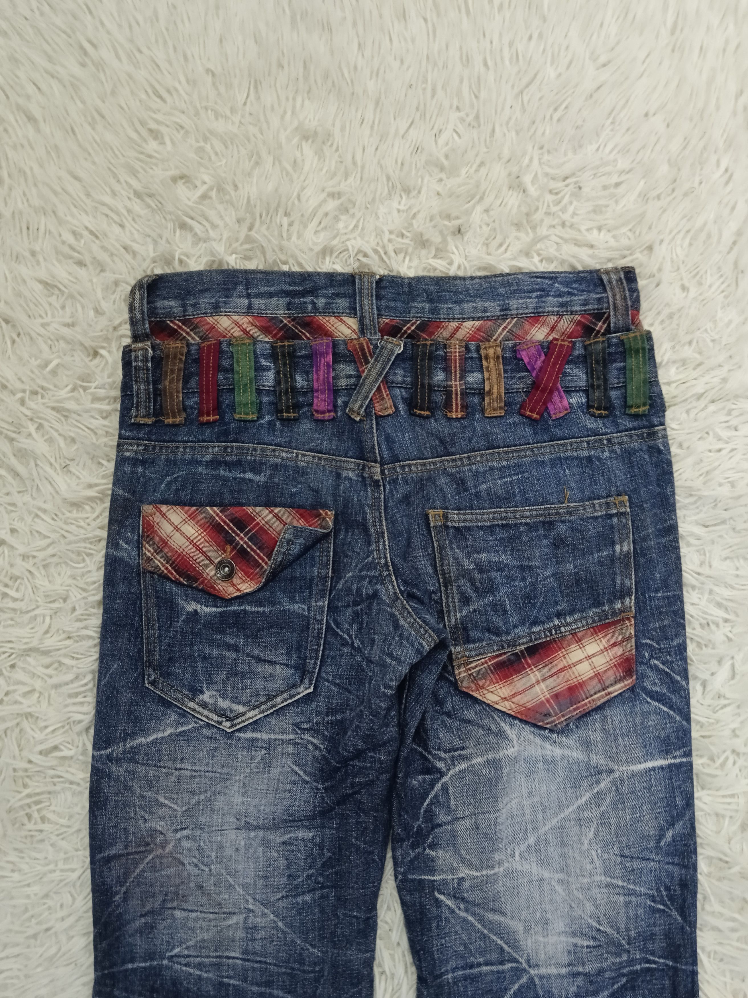 Japanese Brand INSANE 90s SICK DOUBLE WAIST NYLAUS DENIM PANTS Size US 30 / EU 46 - 4 Thumbnail