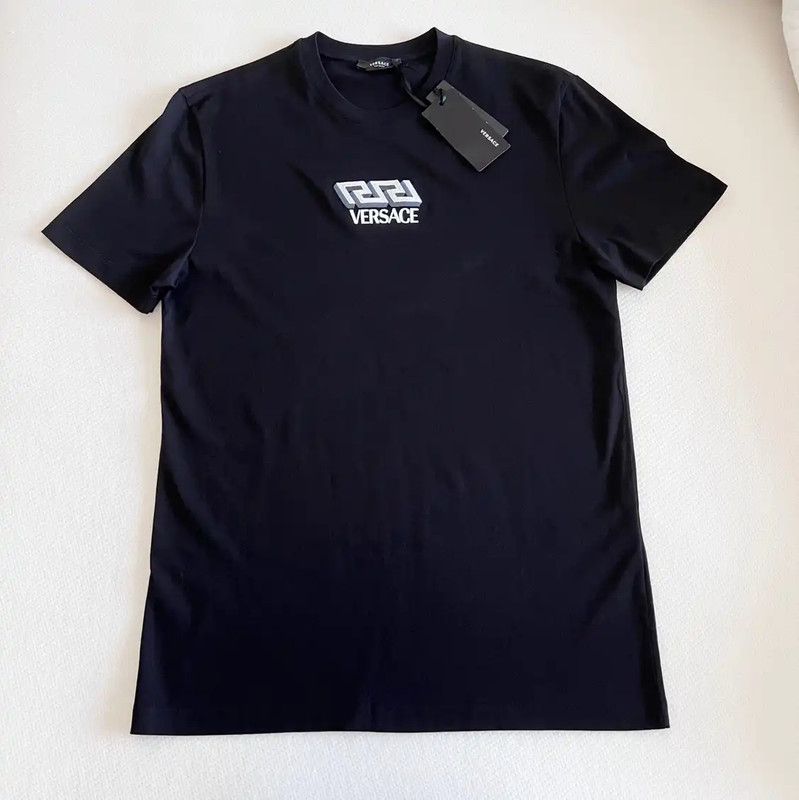Versace Versace Black Cotton Short Sleeve T-Shirt 0089 Size US M / EU 48-50 / 2 - 1 Thumbnail