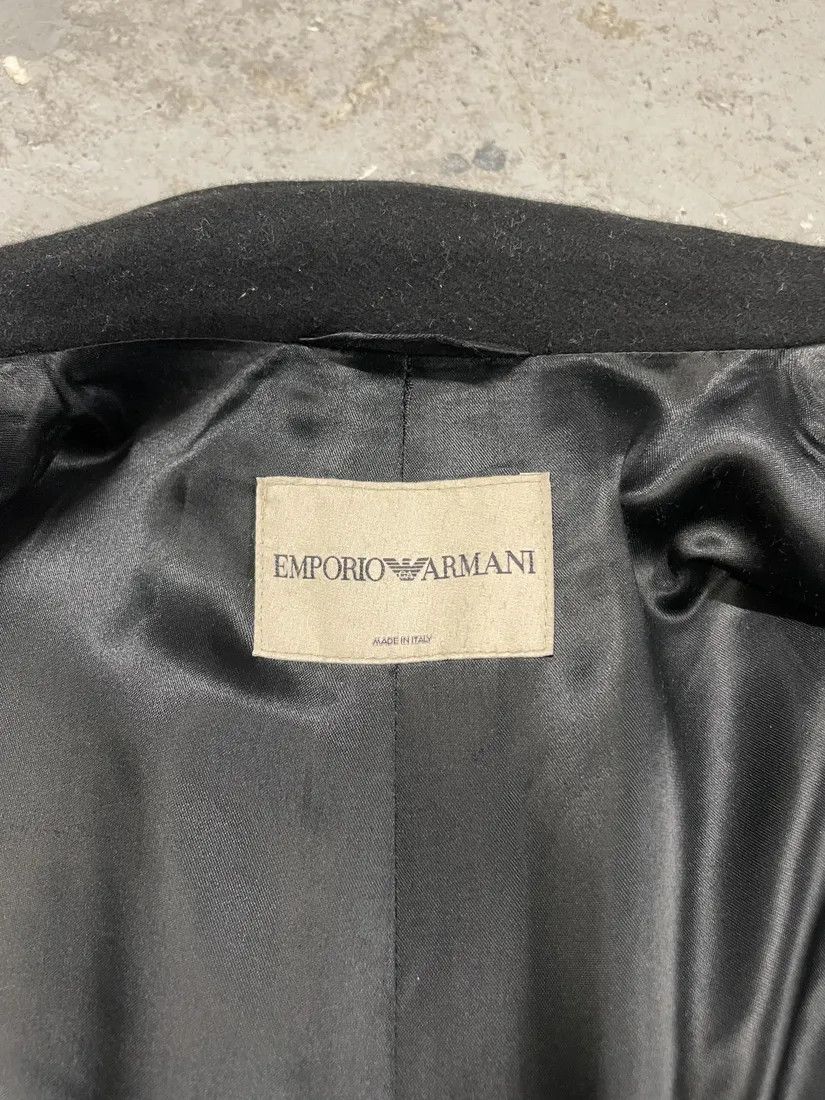 Emporio Armani × Vintage 1990s Emporio Armani Asymmetrical Black Wool Trench Coat Size US M / EU 48-50 / 2 - 10 Thumbnail
