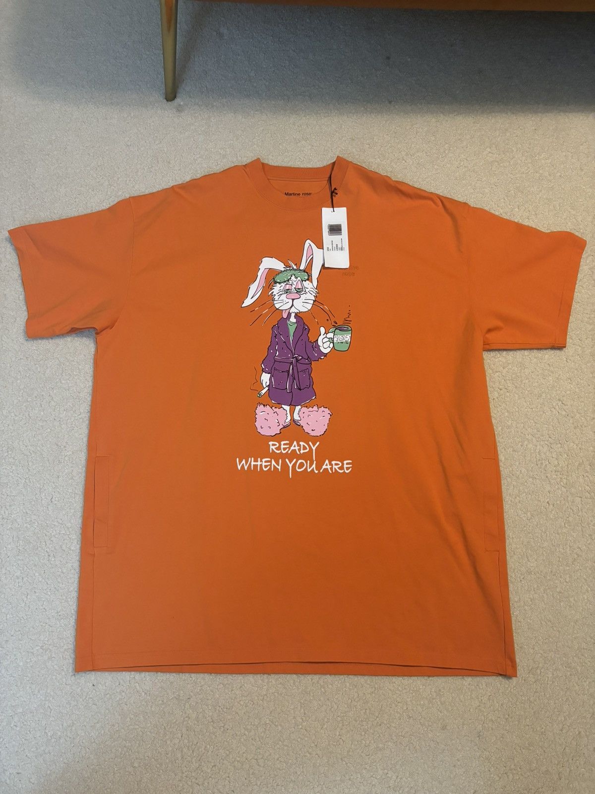 Martine Rose Oversized Ready Bunny Graphic Long Tee Orange