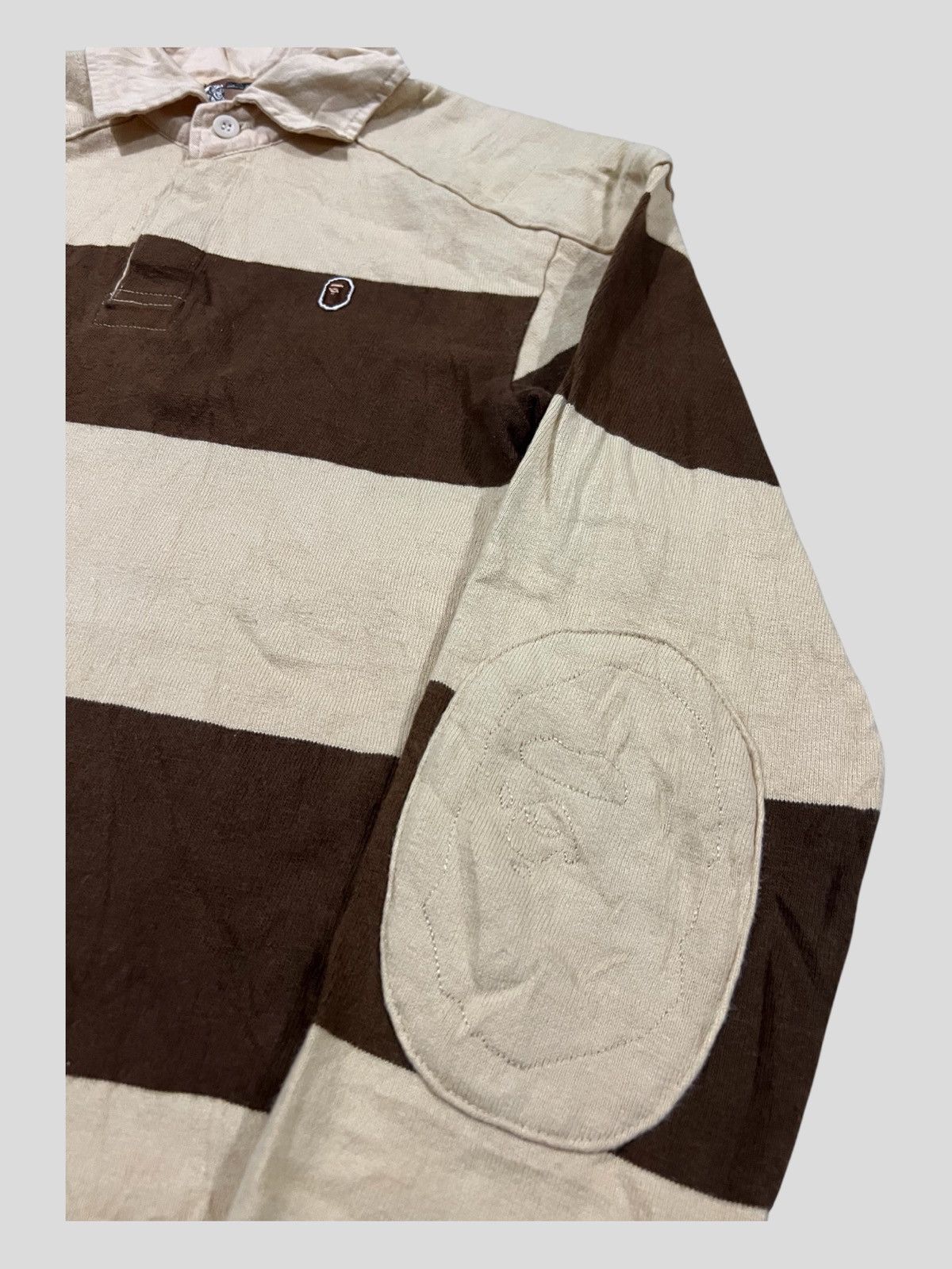 Bape Old Bathing Ape Rockabilly Striped Bape Head Arm Rugby Shirt Size US XS / EU 42 / 0 - 3 Thumbnail
