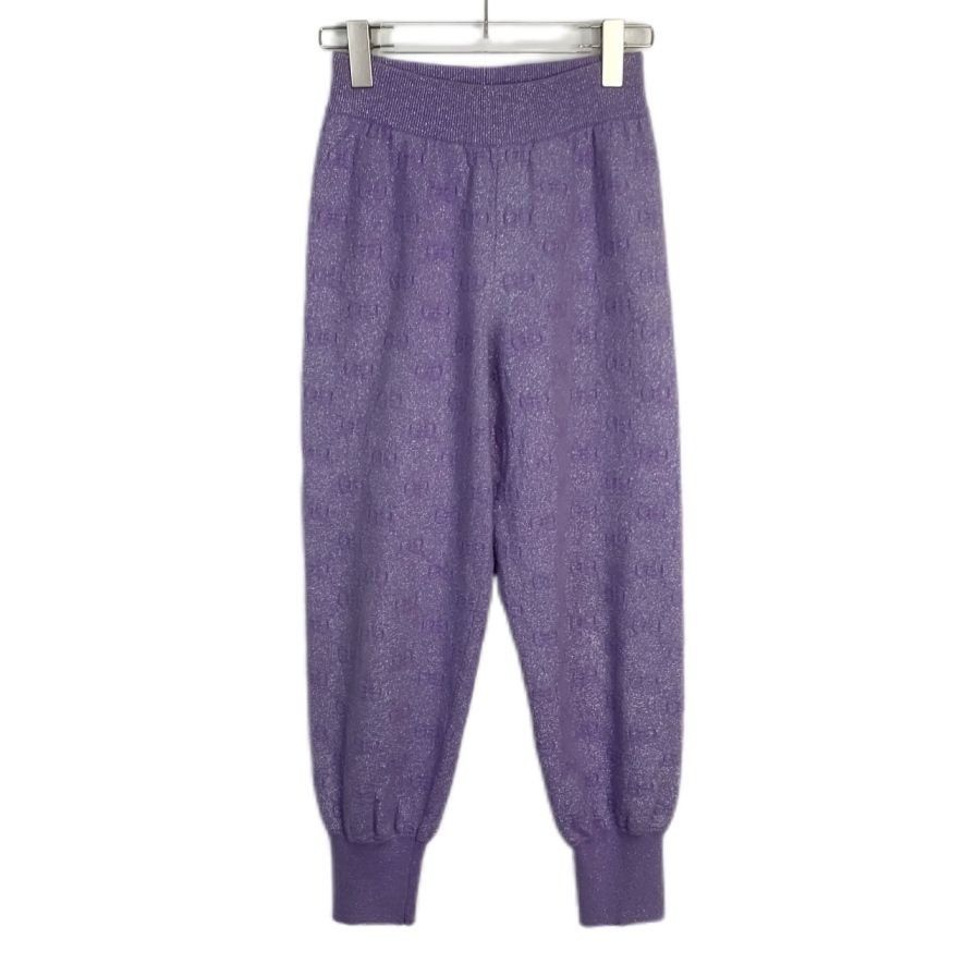 Gucci [Gucci] Monogram Print Purple Wool Knit Jogger Pants XS Size 28" / US 6 / IT 42 - 1 Thumbnail