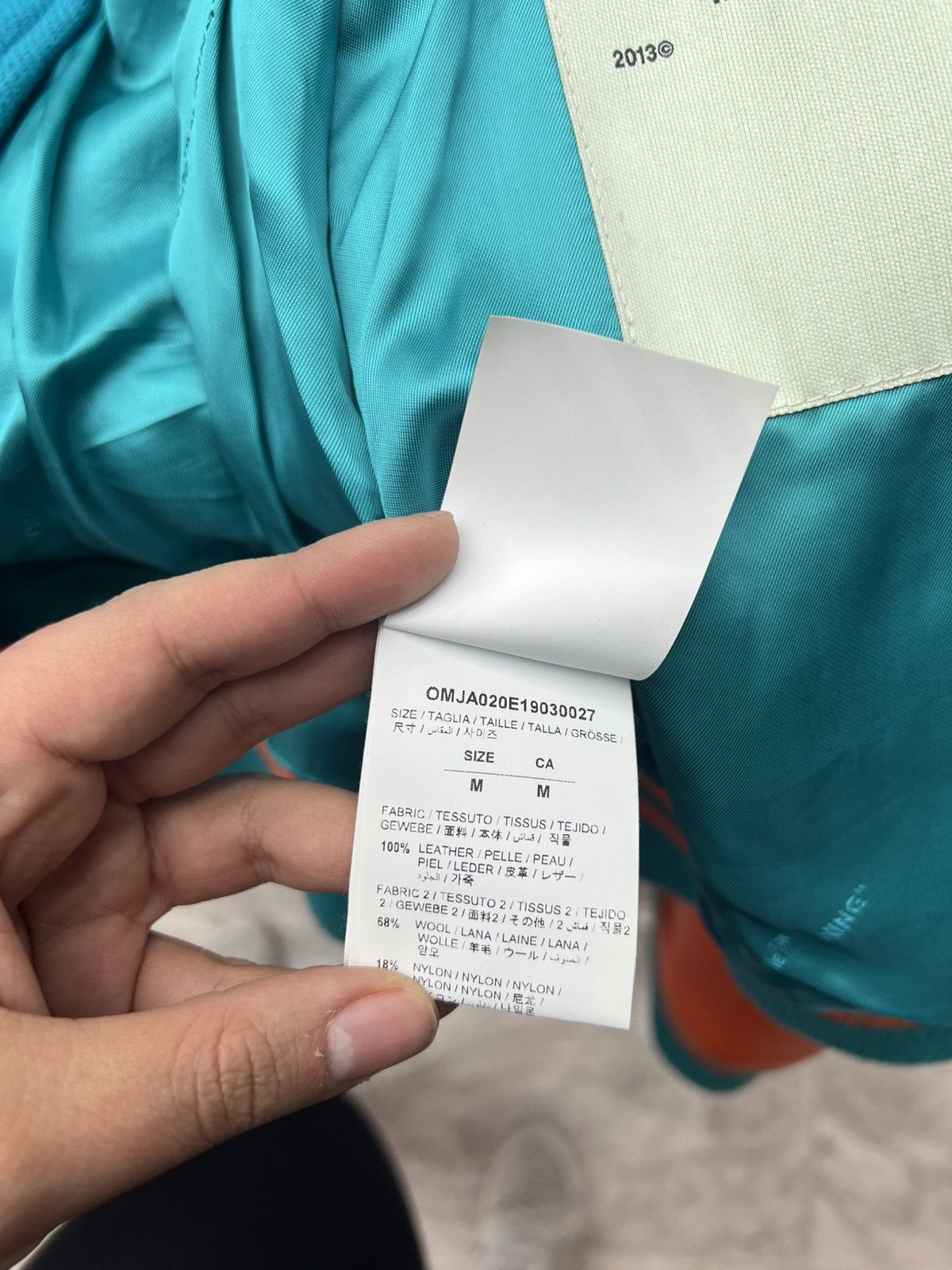 Off-White Off-White Leather Varsity Teal/Orange Jacket Size US M / EU 48-50 / 2 - 6 Thumbnail