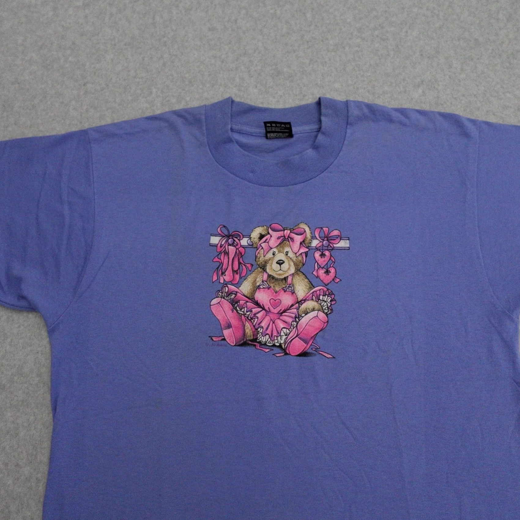 Fruit Of The Loom Vtg Fruit of the Loom Ballerina Bear Tshirt in Blue Graphic Womens Large Size L / US 10 / IT 46 - 6 Thumbnail