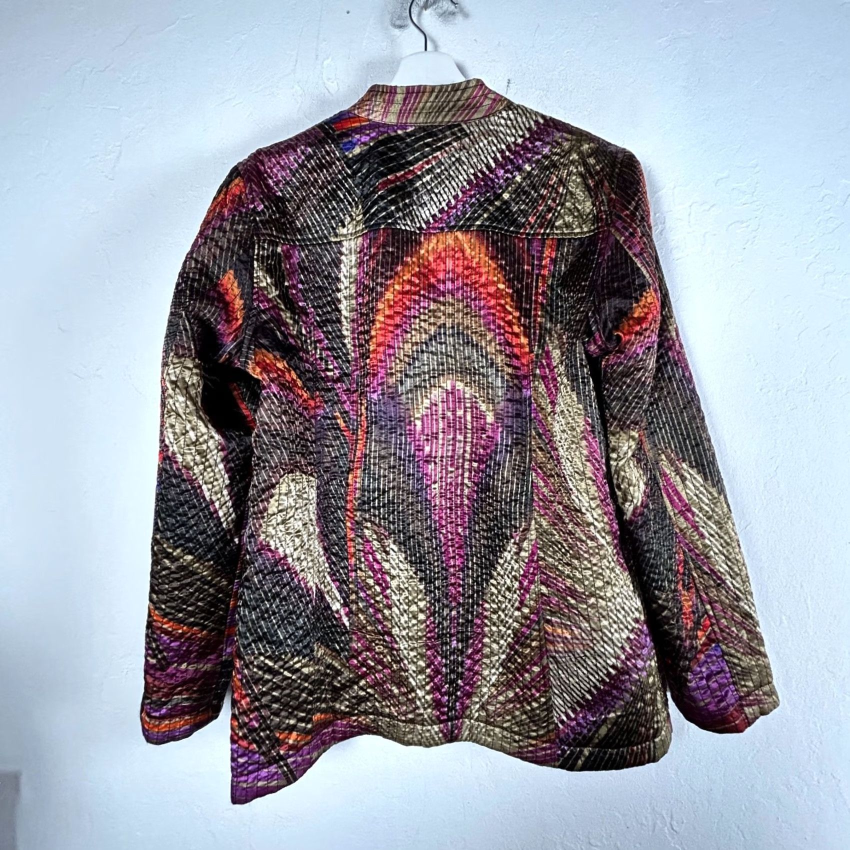 Vintage Chico's Womens Abstract Reversible Quilted Jacket Coat Blazer Size 1 Pockets Size XS / US 0-2 / IT 36-38 - 2 Thumbnail