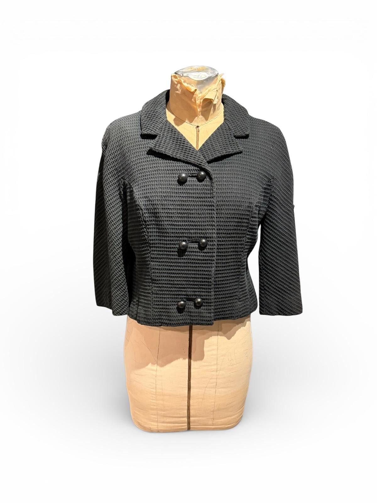 Other Barberini Vintage Black Textured Cropped Jacket Size M / US 6-8 / IT 42-44 - 1 Thumbnail