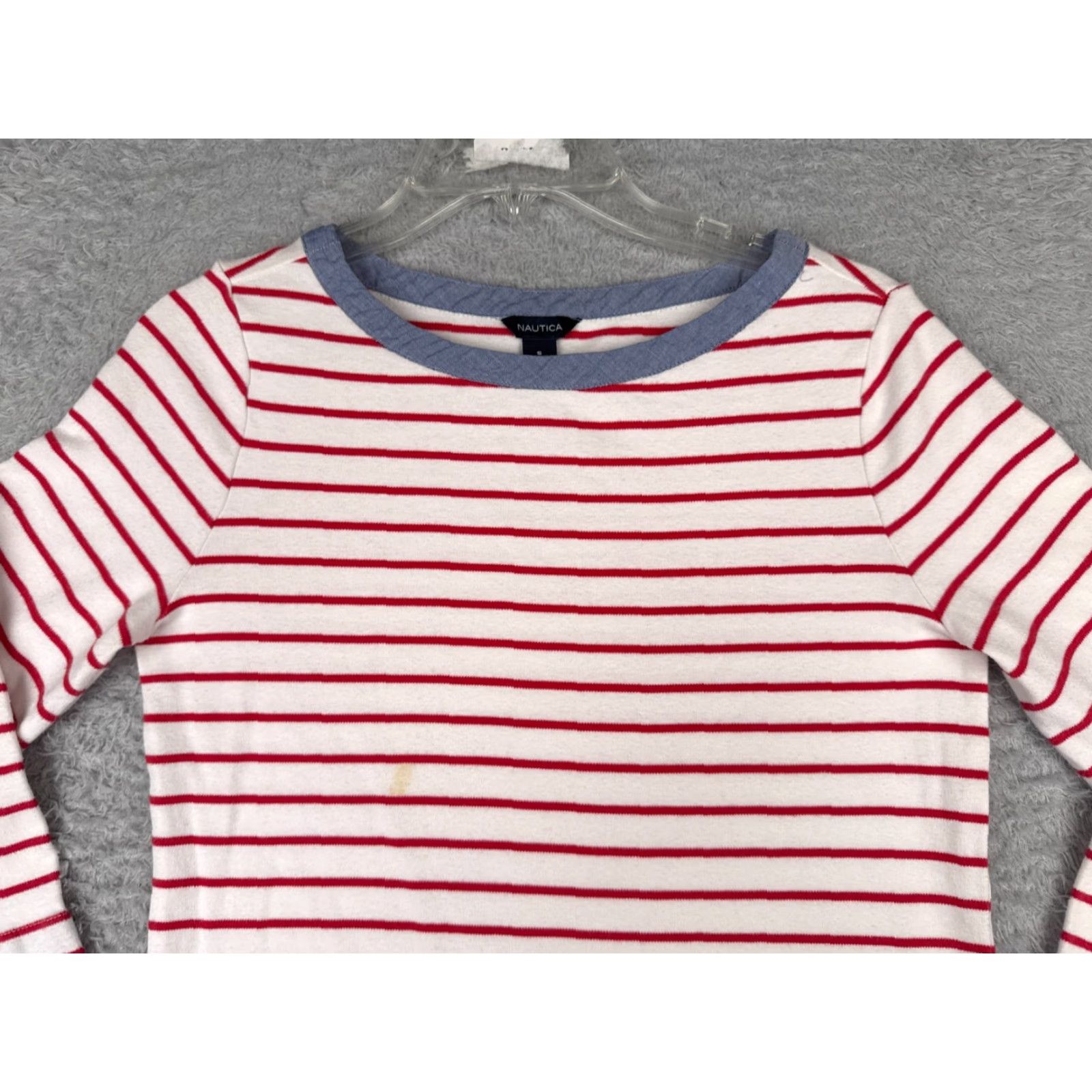 Nautica VINTAGE Nautica Shirt Women S Red Striped 3/4 Sleeve Round Neck 100% Cotton Size S / US 4 / IT 40 - 4 Thumbnail