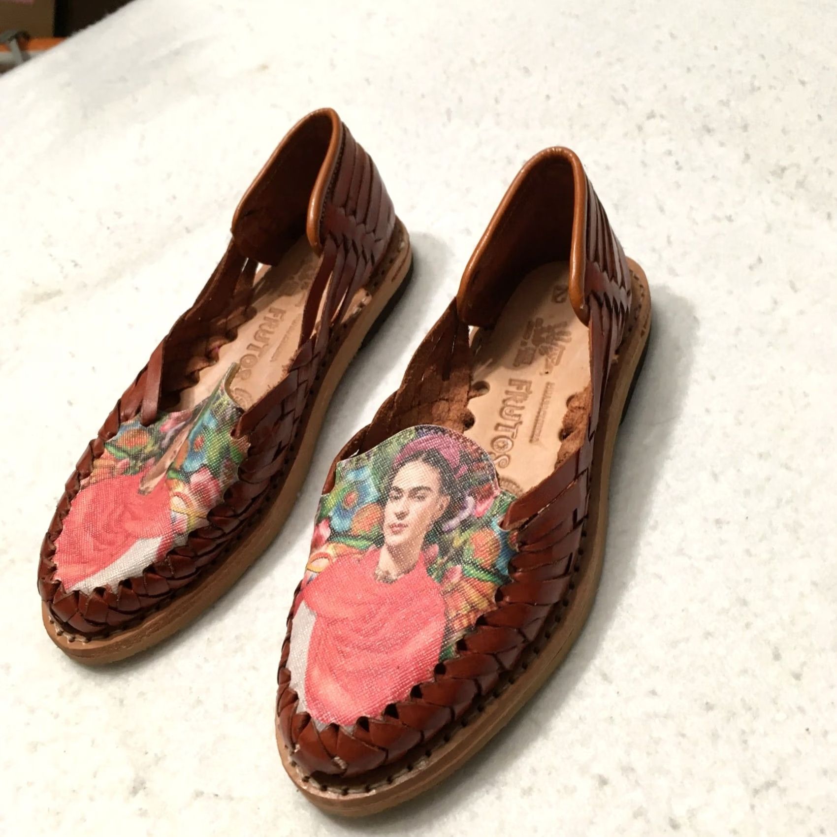 CLOSED frutos Huarache Sandal Womens Red/Tan graphic toe sz 2 CLOSED TOE Slip On Leather Casual Size US 4.5 / IT 34.5 - 2 Thumbnail