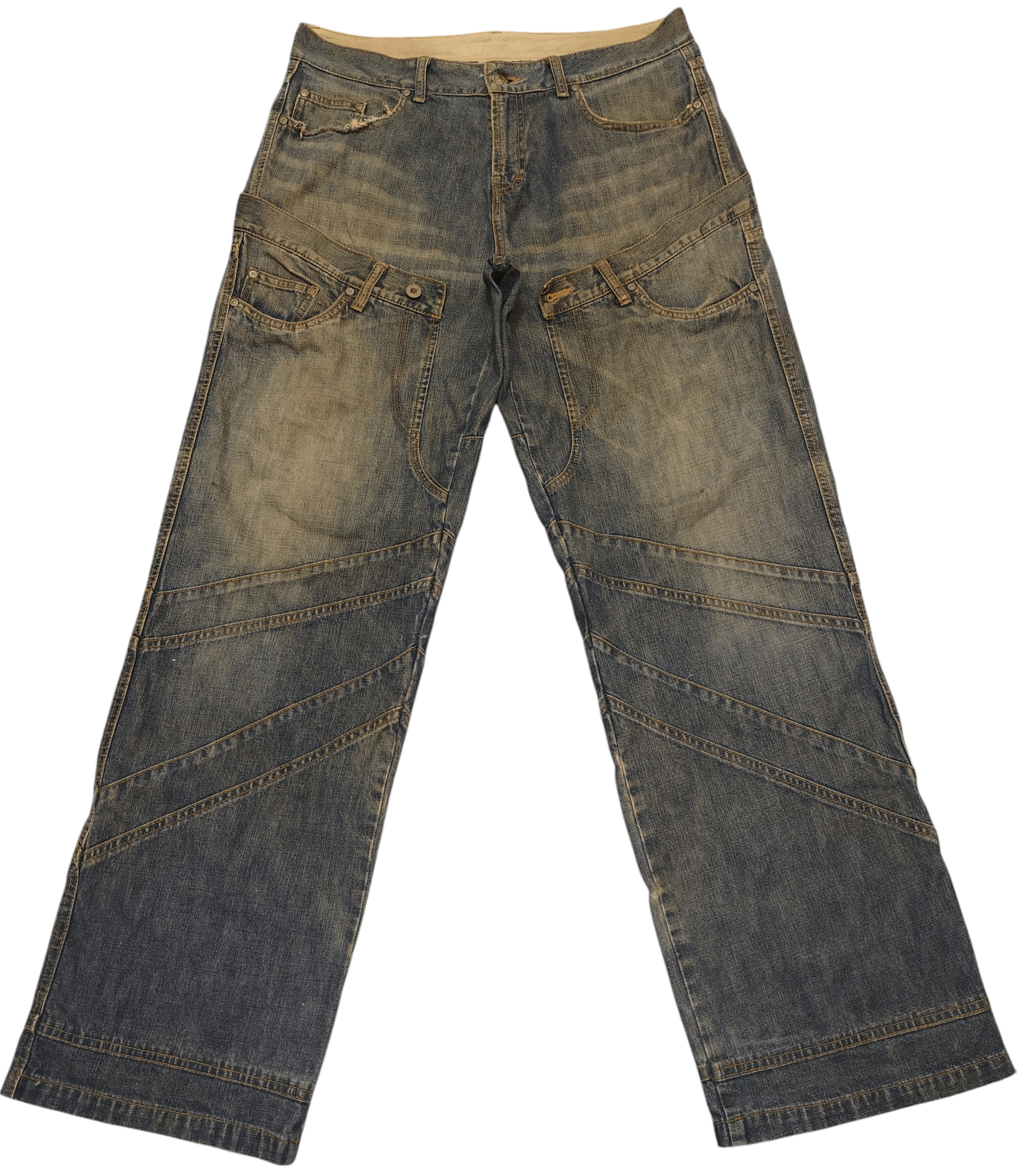 Who Decides War Rare Double Waist Japanese Incredible Distressed Baggy Style Size US 34 / EU 50 - 1 Thumbnail