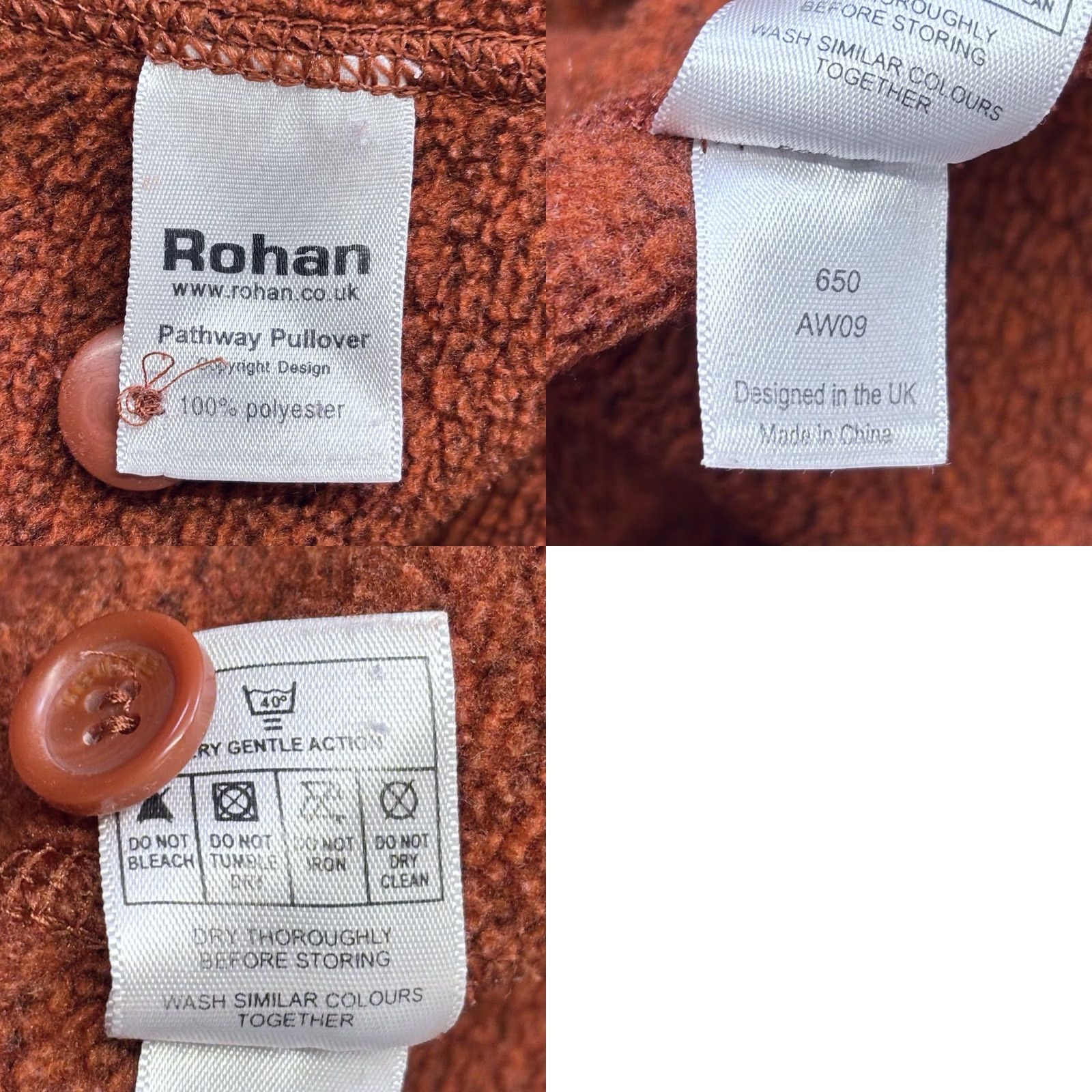 Rusty Rohan Pathway Fleece Pullover Small Womens Rust Orange Button Neck Vintage Size S / US 4 / IT 40 - 8 Thumbnail