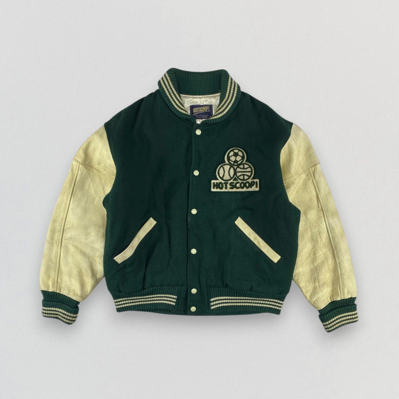 Vintage Vintage Hot Scoop Leather Varsity Jacket K1231 Size US L / EU 52-54 / 3 - 1 Thumbnail