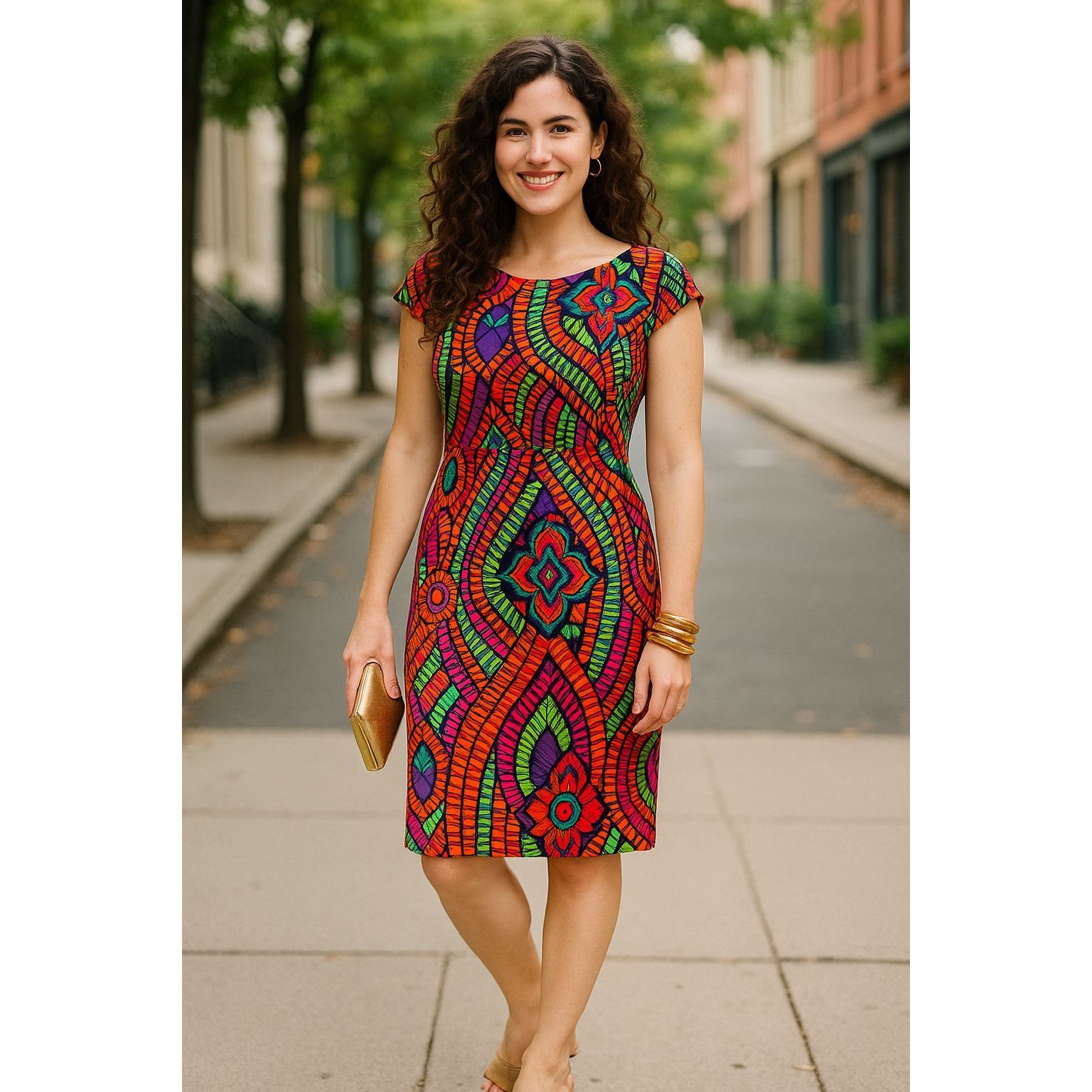 Other AGB Dress Multicolor Geometric Tribal Print Sheath Dress Siz Size M / US 6-8 / IT 42-44 - 1 Thumbnail