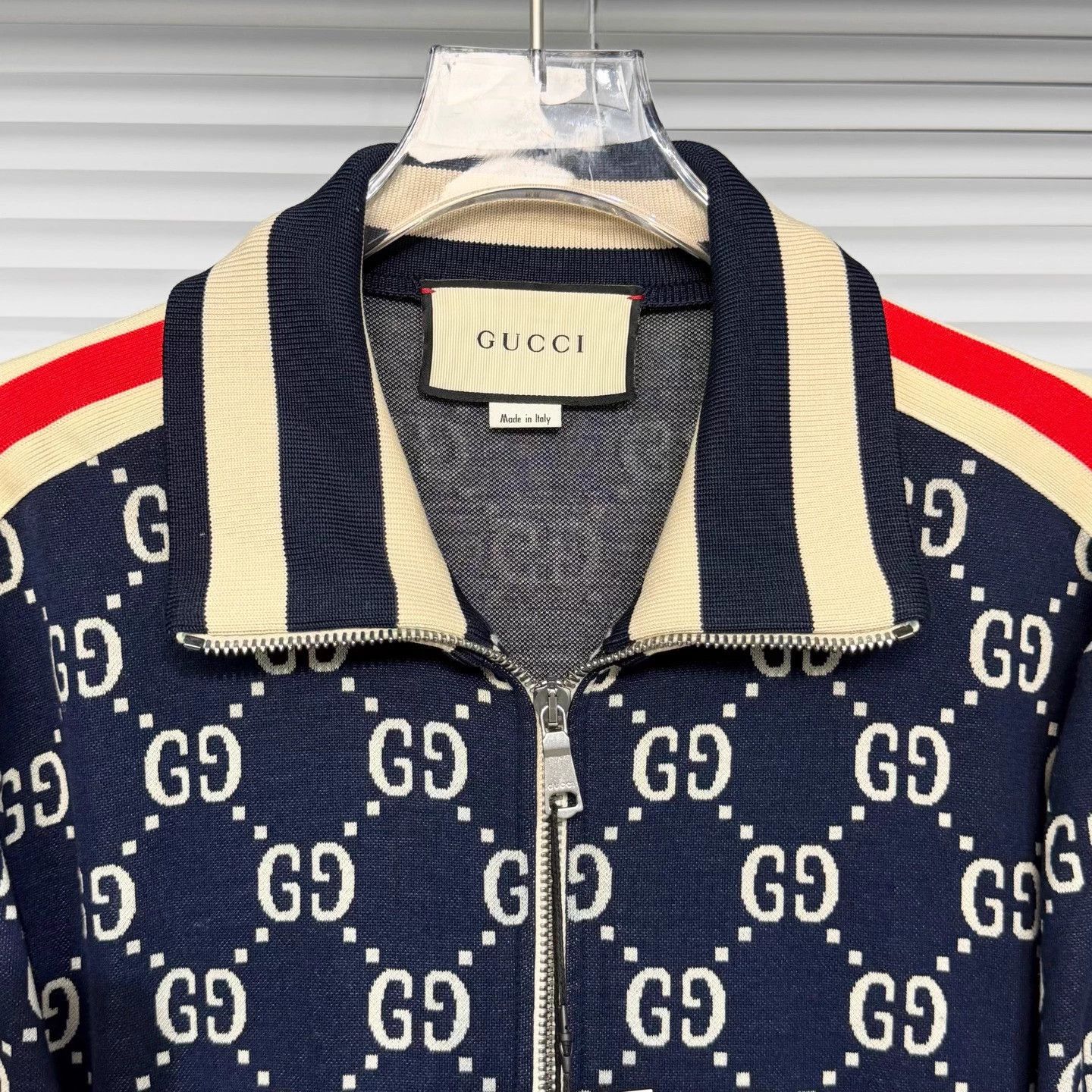 Gucci GUCCI GG Jacquard Logo Track Jacket Navy M Size US M / EU 48-50 / 2 - 3 Thumbnail