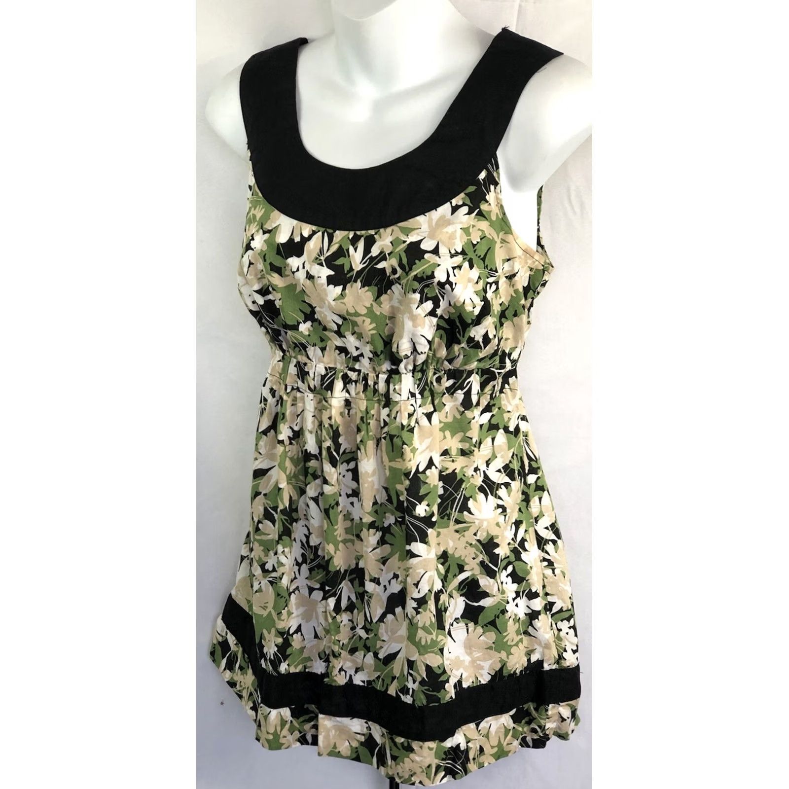 Apt. 9 VINTAGE Apt. 9 Halter Top M Green Floral Pleats Tie Waist tropic Coconut Gir 90s Women Size M / US 6-8 / IT 42-44 - 2 Thumbnail