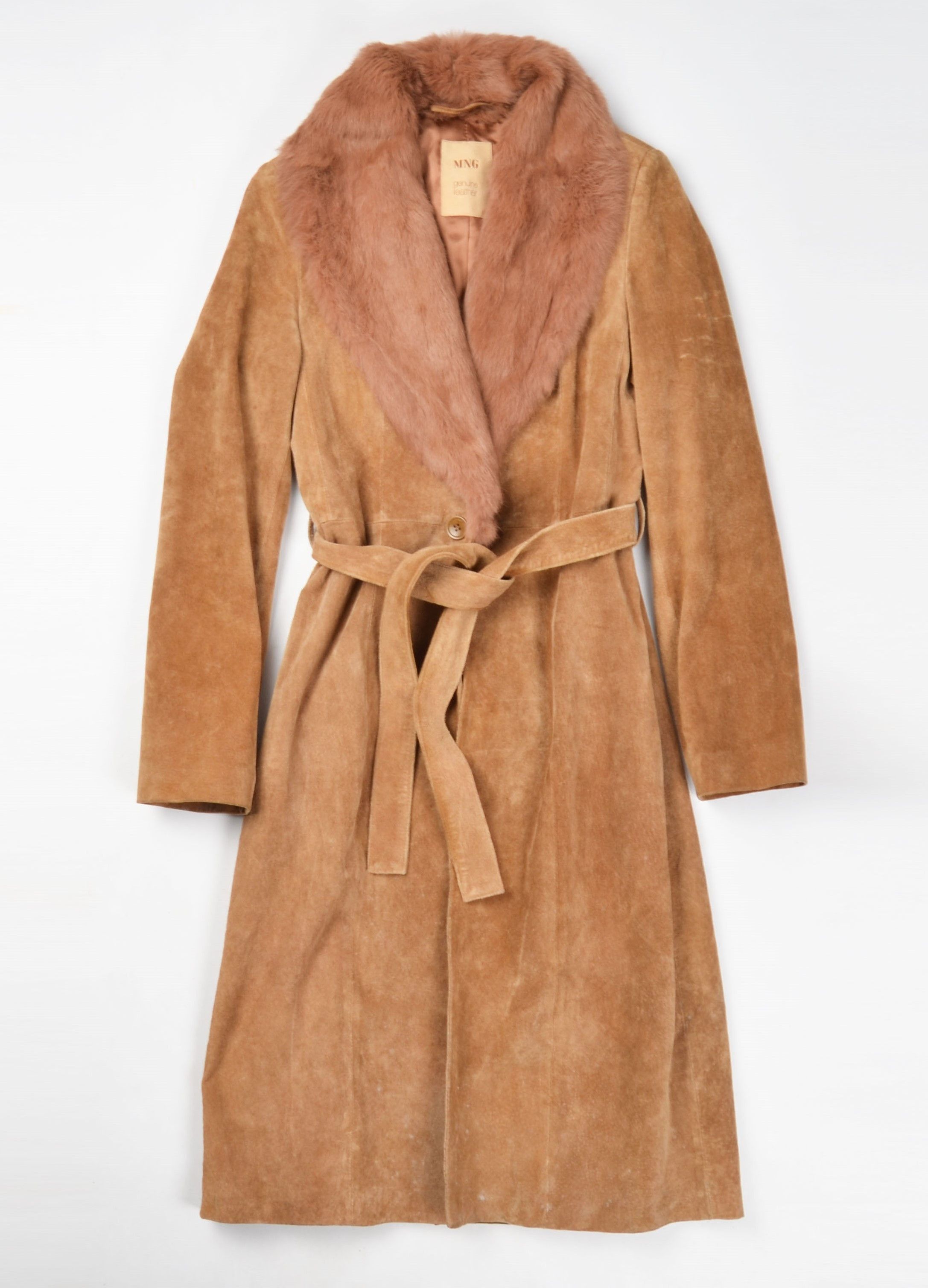 Mango Mango MNG Vintage Y2K Mob Wife Leather Coat with Rabbit Fur Size XS / US 0-2 / IT 36-38 - 4 Thumbnail