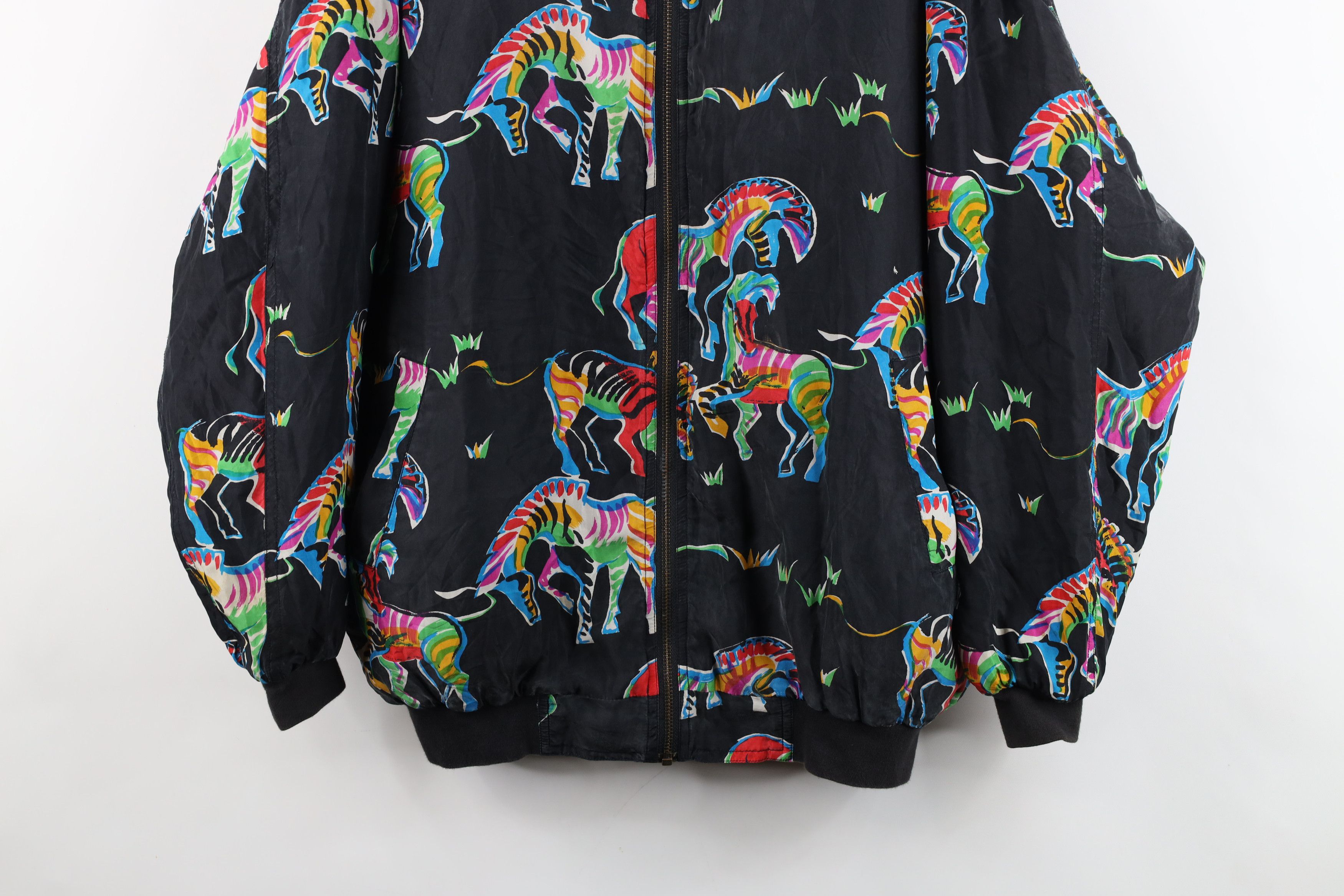 Vintage Vintage 90s Streetwear Rainbow Zebra Full Zip Bomber Jacket Size L / US 10 / IT 46 - 3 Thumbnail