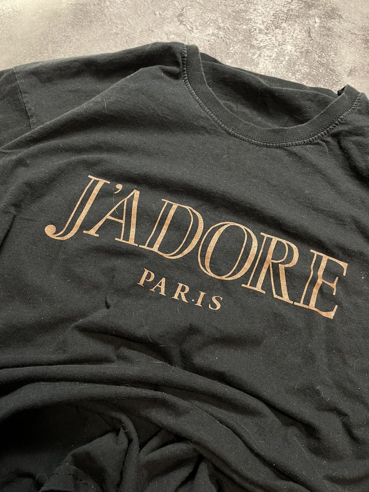 Fruit Of The Loom J'adore Paris Vtg Faded Black 00s Streetwear Tee Size US XL / EU 56 / 4 - 3 Thumbnail