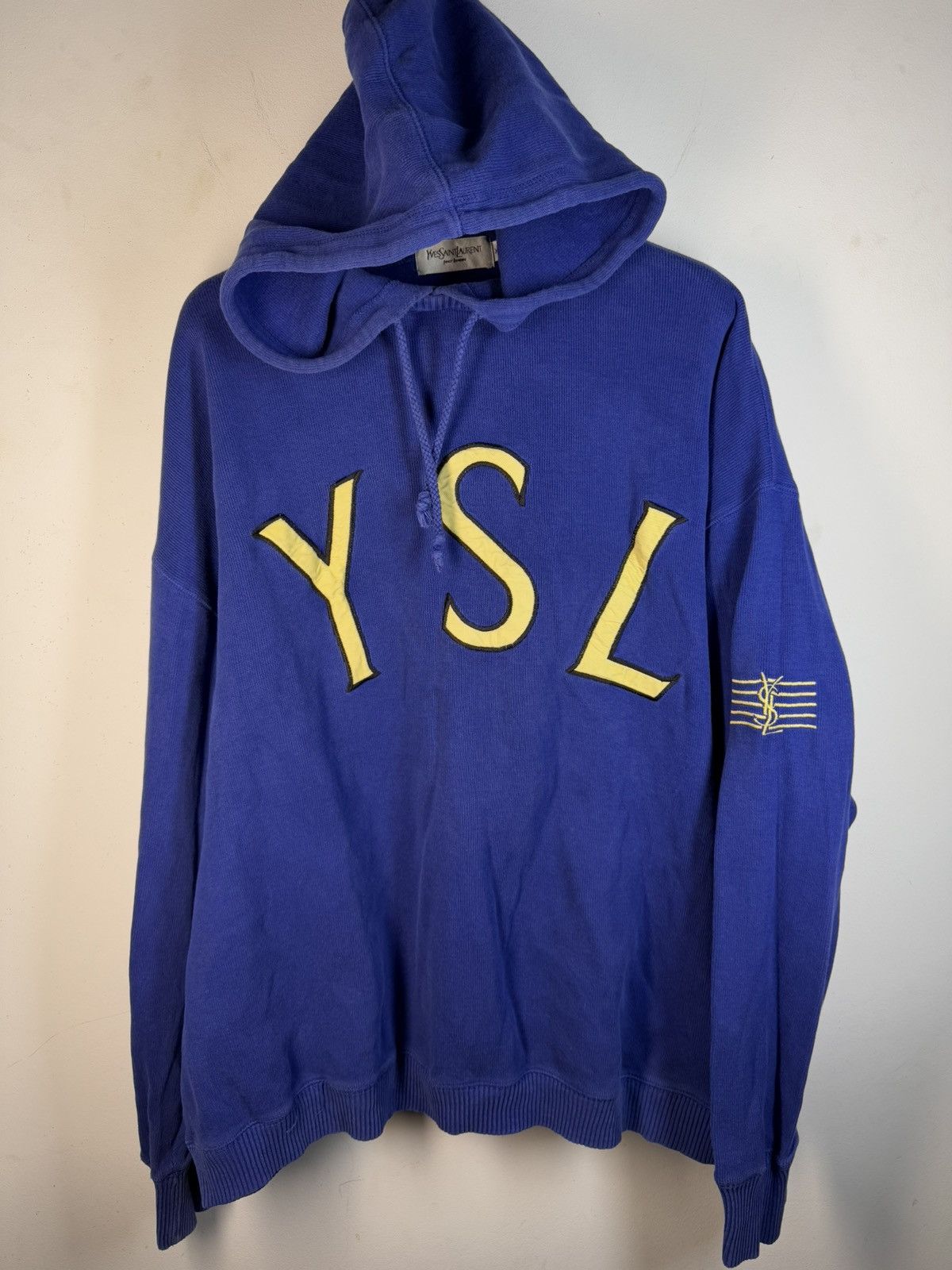 Yves Saint Laurent Big Logo YSL Hoodie Sweatshirt Rare YSL Sweater Size US XL / EU 56 / 4 - 1 Thumbnail