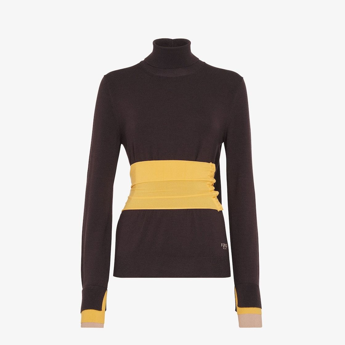 Fendi o1s1wg111225 Jumper in Dark Brown/Yellow Size S / US 4 / IT 40 - 1 Thumbnail