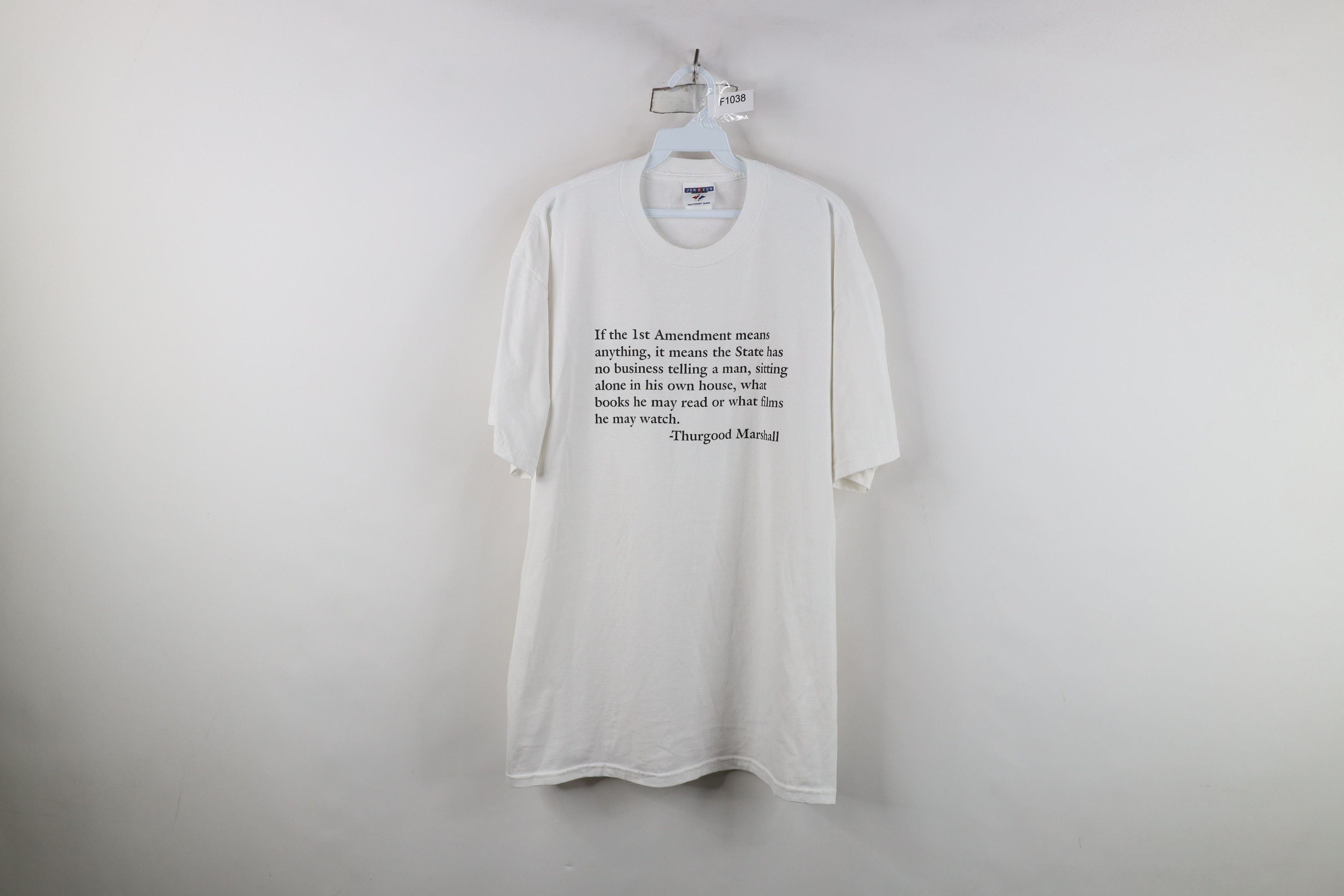 Vintage Vintage 90s 1st Amendment Thurgood Marshall T-Shirt White Size US XXL / EU 58 / 5 - 1 Thumbnail