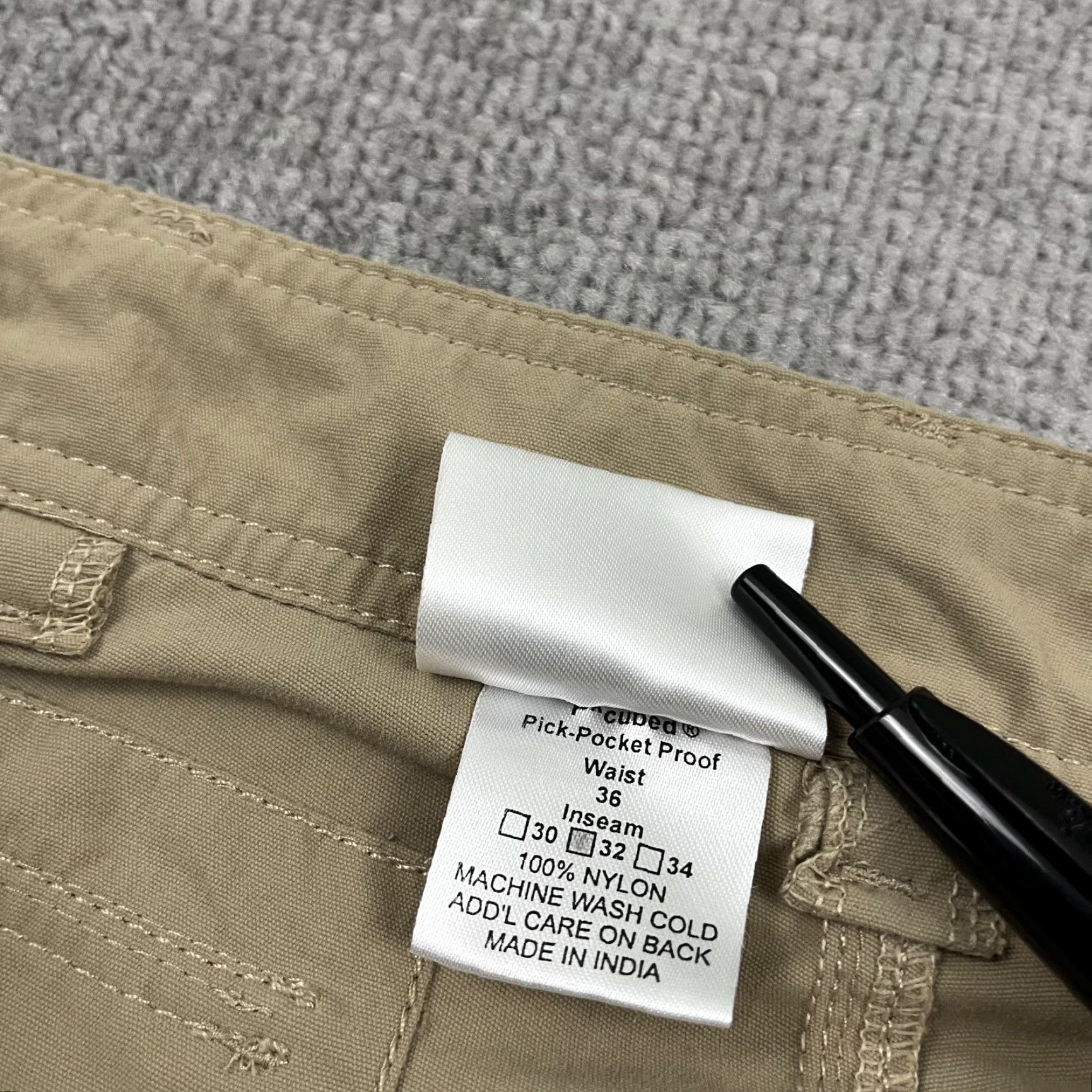 Vintage Clothing Arts P Cubed Pick Pocket Proof Pants Mens 36x32 Straight Nylon Khaki 5-Pocket Regular Size US 36 / EU 52 - 3 Thumbnail