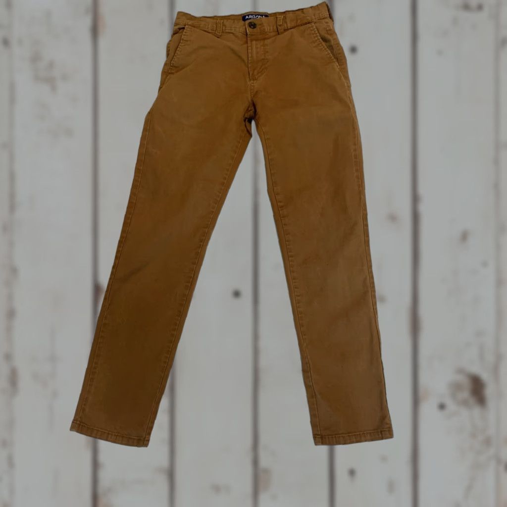 Vintage VINTAGE AriZona Brown Chino Pants Slim 29x32 Men’s 98% Cotton 2% Spandex Flat Front Belt Loops Slim Fit Casual Business Professional Size US 29 - 1 Thumbnail