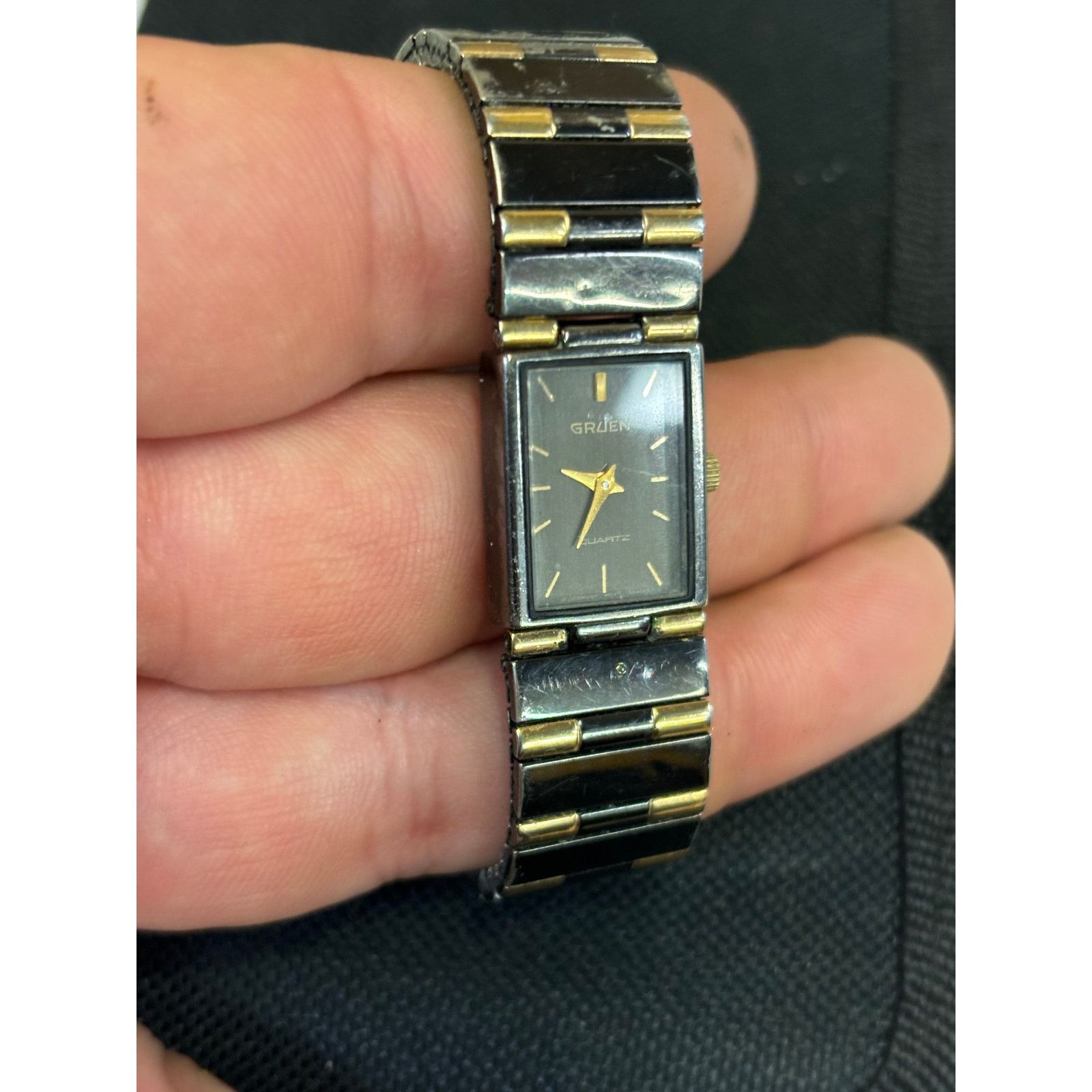 & Other Stories × Grundens Vintage Gruen 227- PUW510 Black And Gold Women’s Watch! Size ONE SIZE - 2 Thumbnail