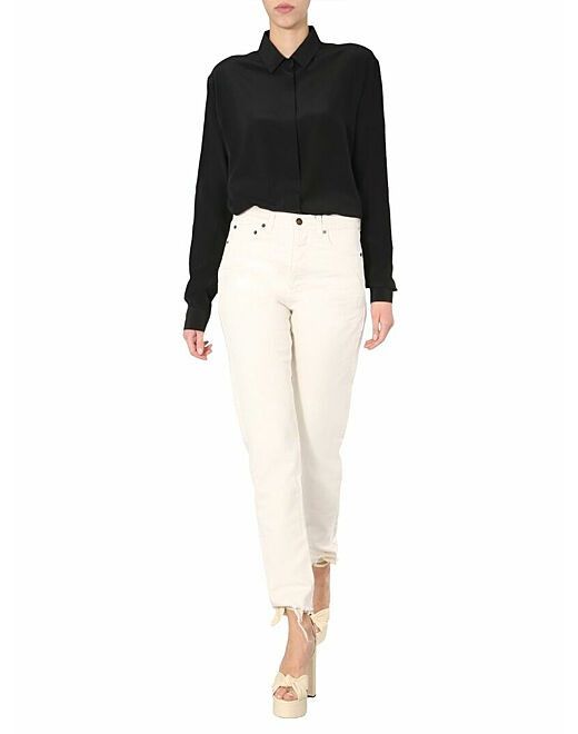 Saint Laurent Paris o1bcso1str0325 Shirt in Silk Crepe in Black Size XS / US 0-2 / IT 36-38 - 3 Thumbnail