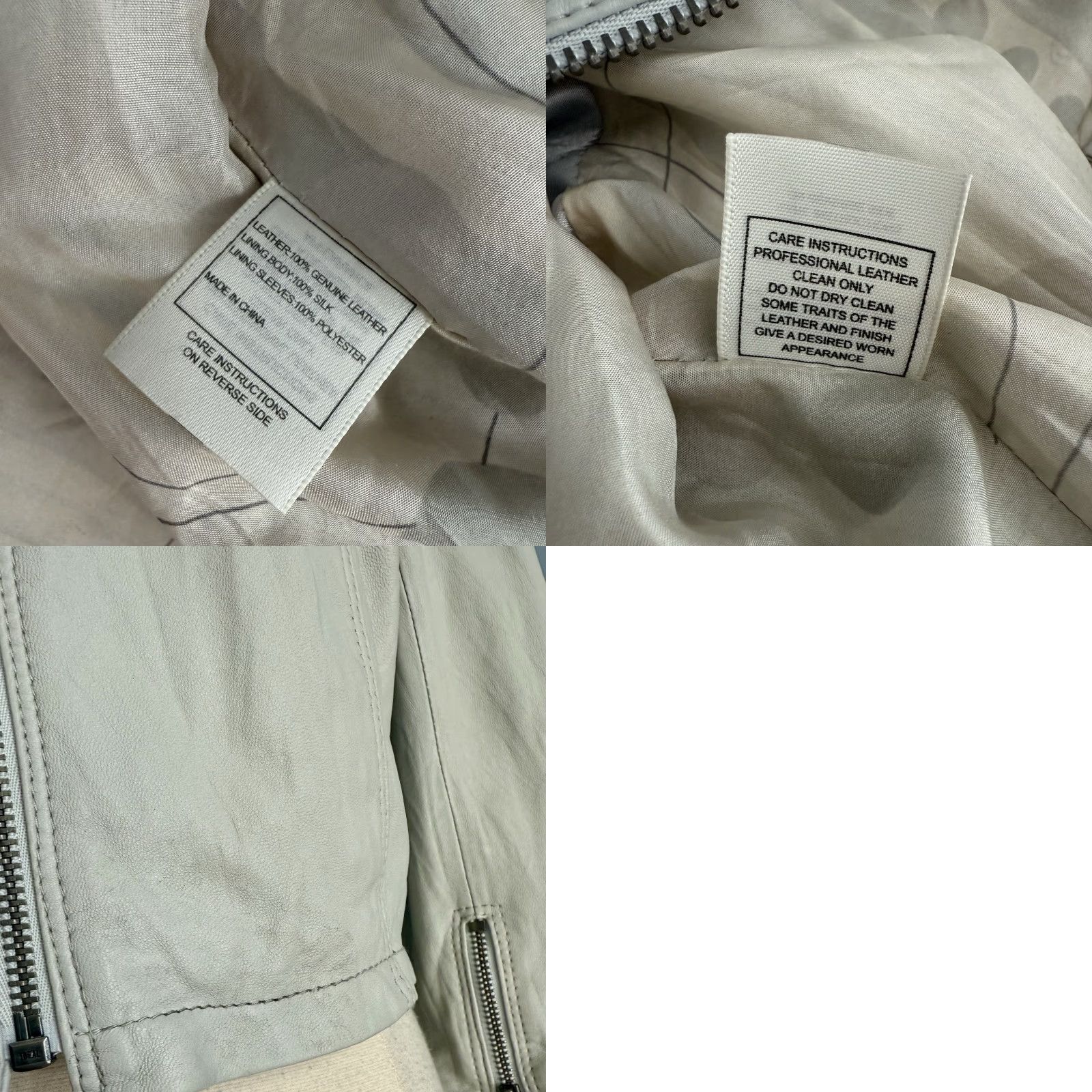Vintage June Soft Lamb Leather Jacket Zipper Front Moto Pale Sage Blue M Anthro Women Cropped Jacket with Zip Lined Silk Pockets Size M / US 6-8 / IT 42-44 - 8 Thumbnail