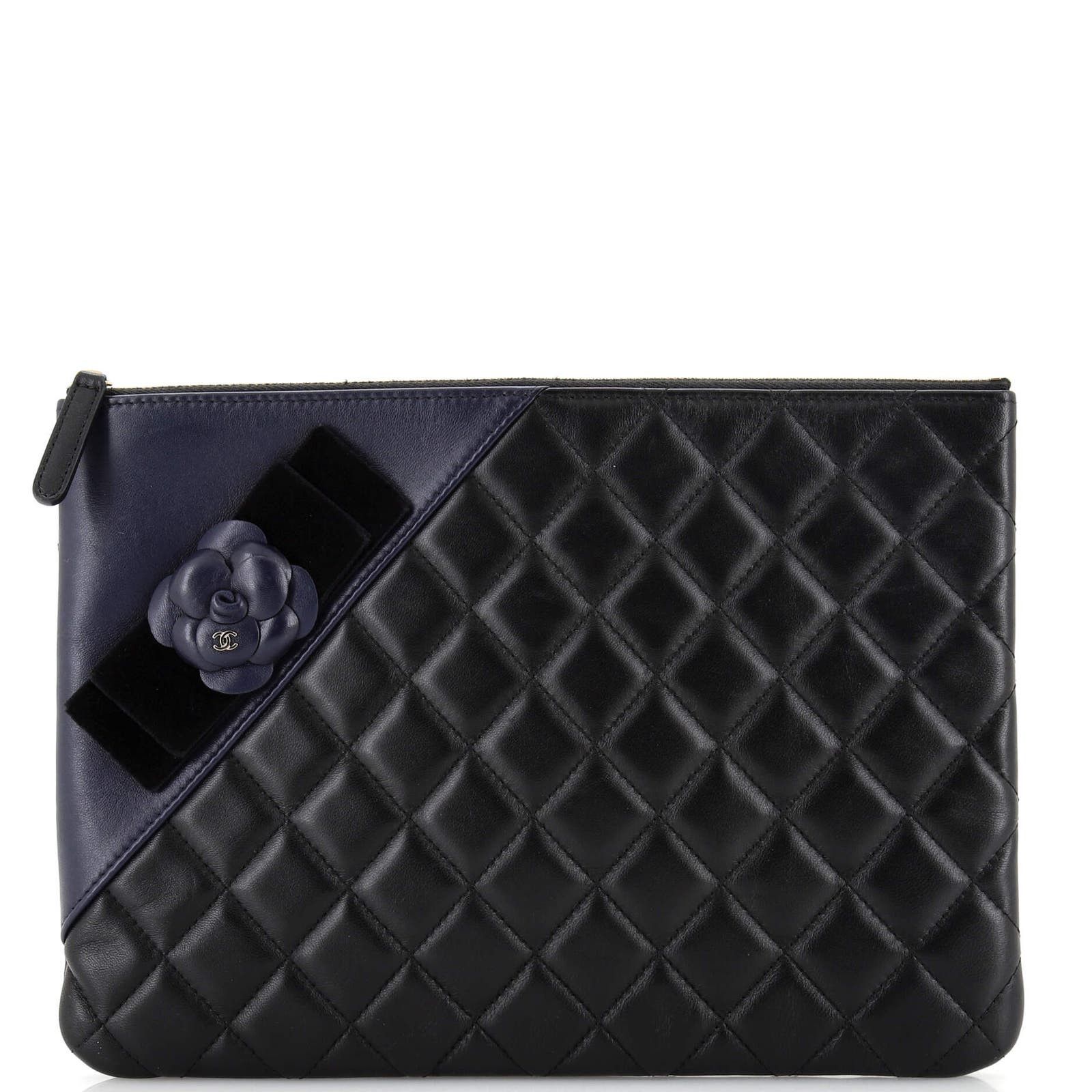 Camellia O Case Clutch Quilted Lambskin Medium