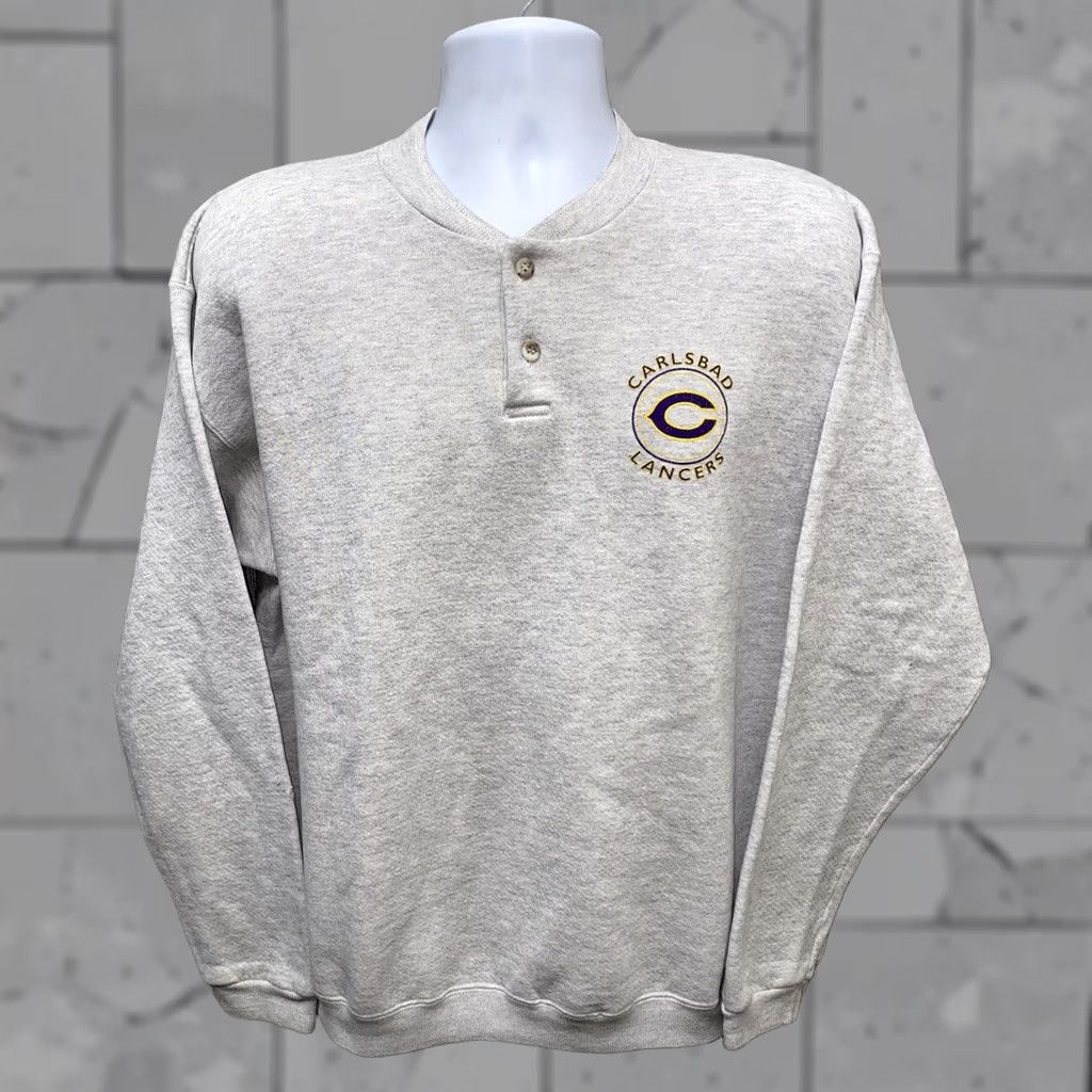 Vintage College House Sweatshirt Henley Shirt Mens L Gray Cotton Blend USA Made LANCERS Size US L / EU 52-54 / 3 - 1 Thumbnail