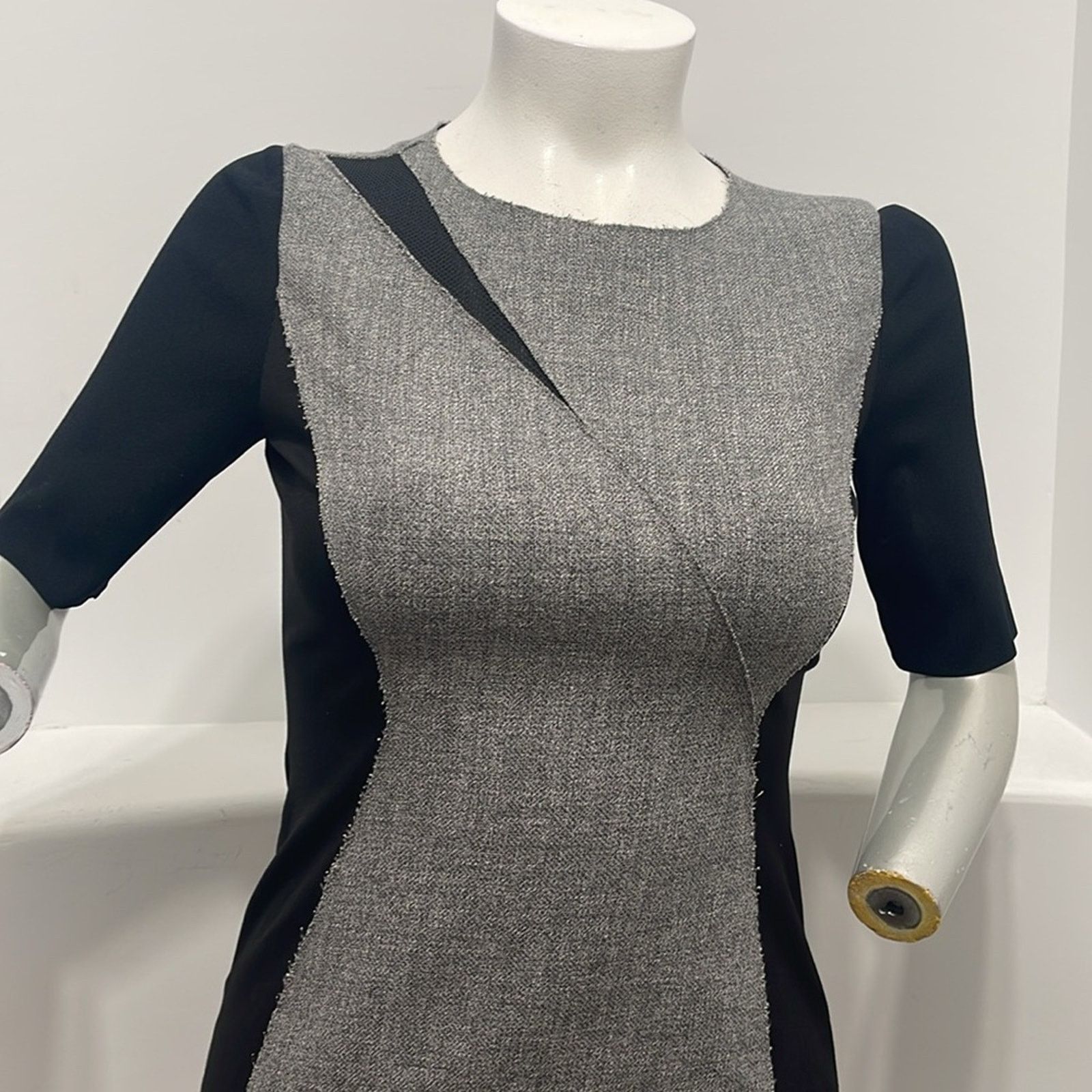 Elie Tahari Elie Tahari Axel Black Gray Sheath Dress Short Sleeve 10 Size L / US 10 / IT 46 - 8 Thumbnail