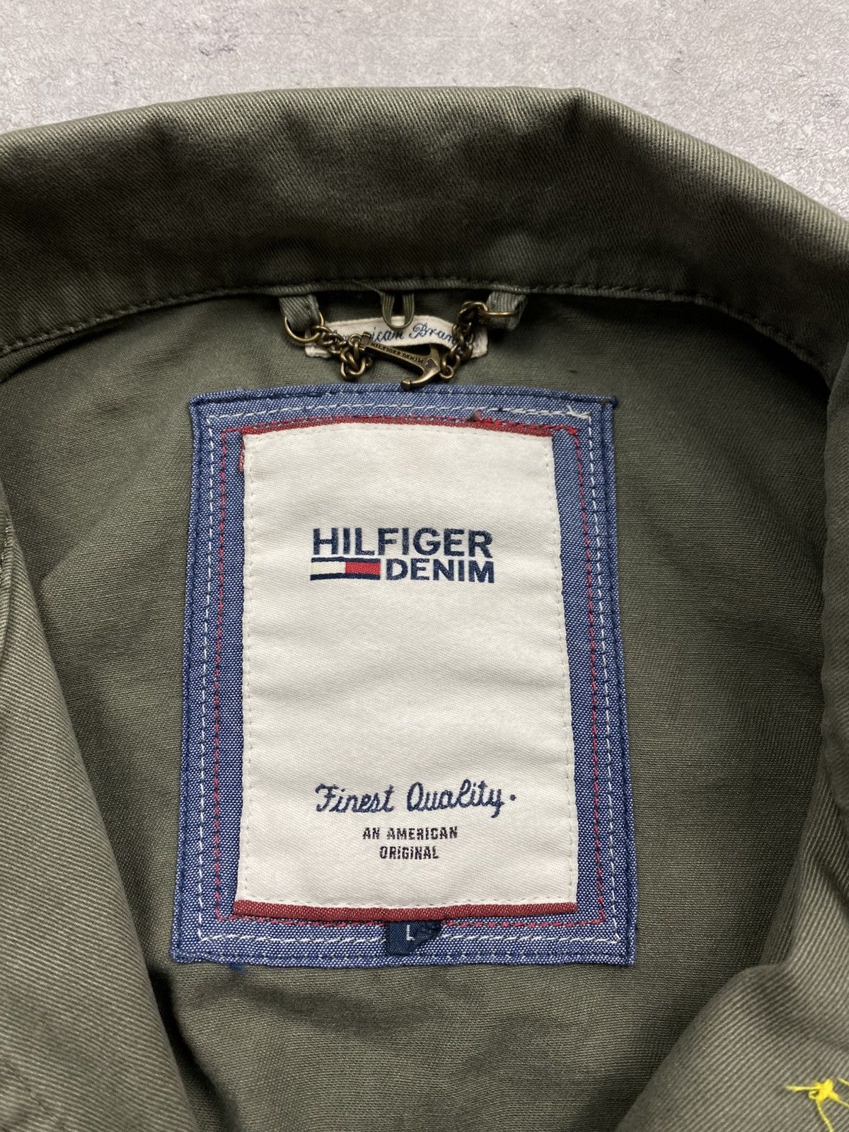 Japanese Brand × Tommy Hilfiger Jacket Tommy Hilfiger military casual 90’s MA-1 denim rare Size L / US 10 / IT 46 - 16 Thumbnail