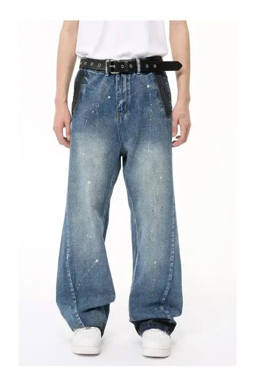 Other Vintage Washed Blue Graffiti Straight Jeans Size US 32 / EU 48 - 1 Thumbnail