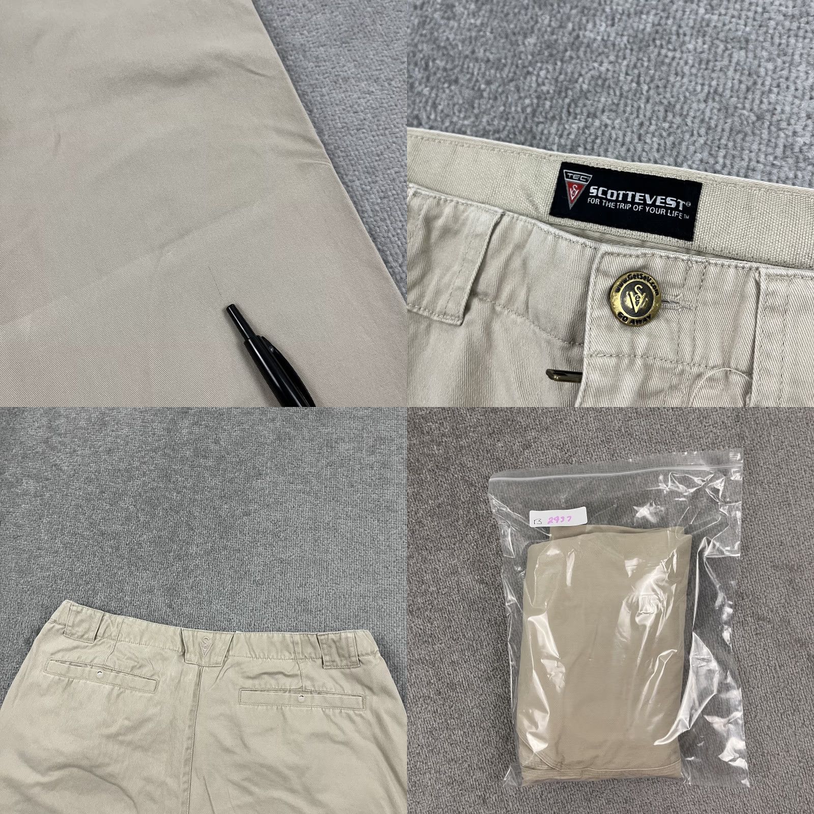 Vintage VINTAGE SCOTTeVEST Technical Khaki Pants Mens 36 x 32 Brown Hiking Outdoor Travel Office Size 36R - 8 Thumbnail