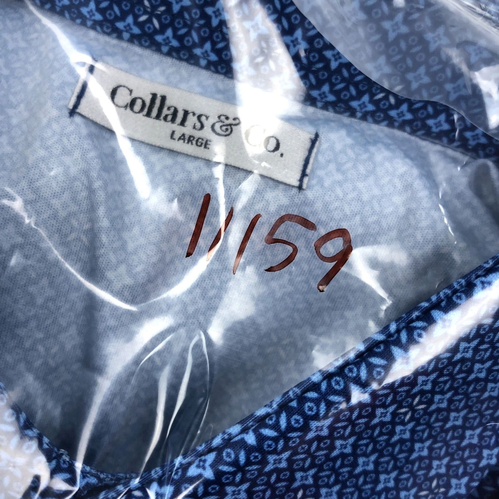 Vintage Collars & Co. Men's Blue Geometric Pattern Performance Polo Shirt L Size US L / EU 52-54 / 3 - 8 Thumbnail