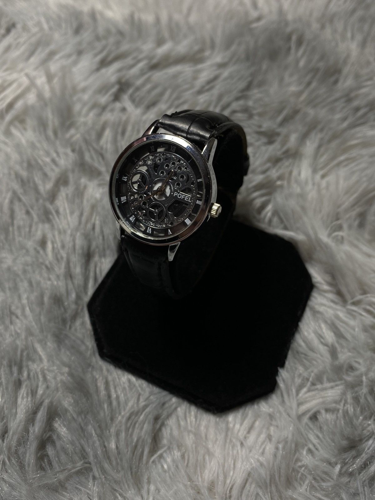 Japanese Brand Skeleton Black Leather Watch - Japanese Brand Size ONE SIZE - 2 Thumbnail
