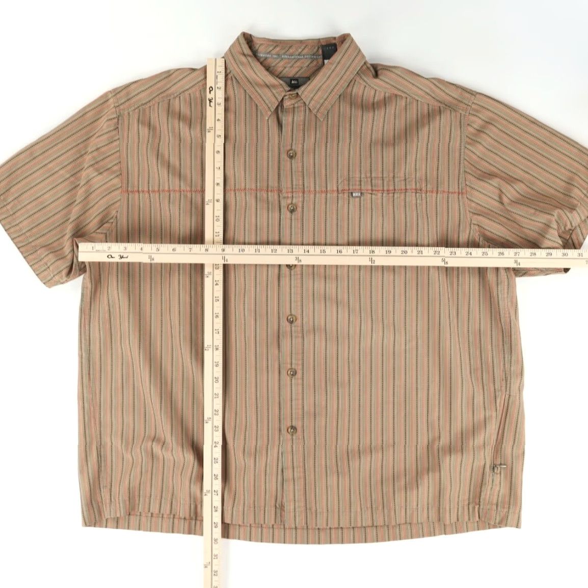 Vintage REI Shirt Brown Striped Short Sleeve Button Down 2XL Men’s Size US XXL / EU 58 / 5 - 3 Thumbnail