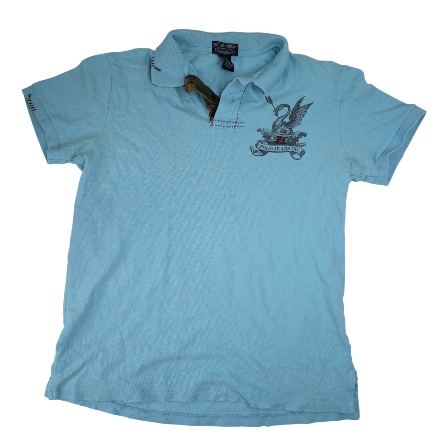 Polo Ralph Lauren VINTAGE Polo Jeans Co Ralph Lauren Mens Medium Unique Crest Polo Shirts Blue Polo Shirts Mens Medium Blue Crest Polo Shirts Size US M / EU 48-50 / 2 - 2 Thumbnail