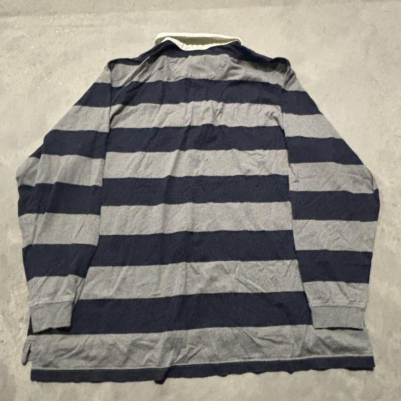 Japanese Brand × Vintage Crazy Vintage Y2K/2000s Grunge Grey Striped Skater Polo Rugby Longsleeve Shirt! Size US XL / EU 56 / 4 - 5 Thumbnail