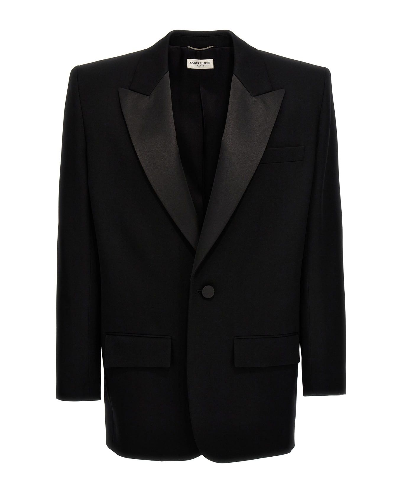 oversized tuxedo jacket in grain de poudre