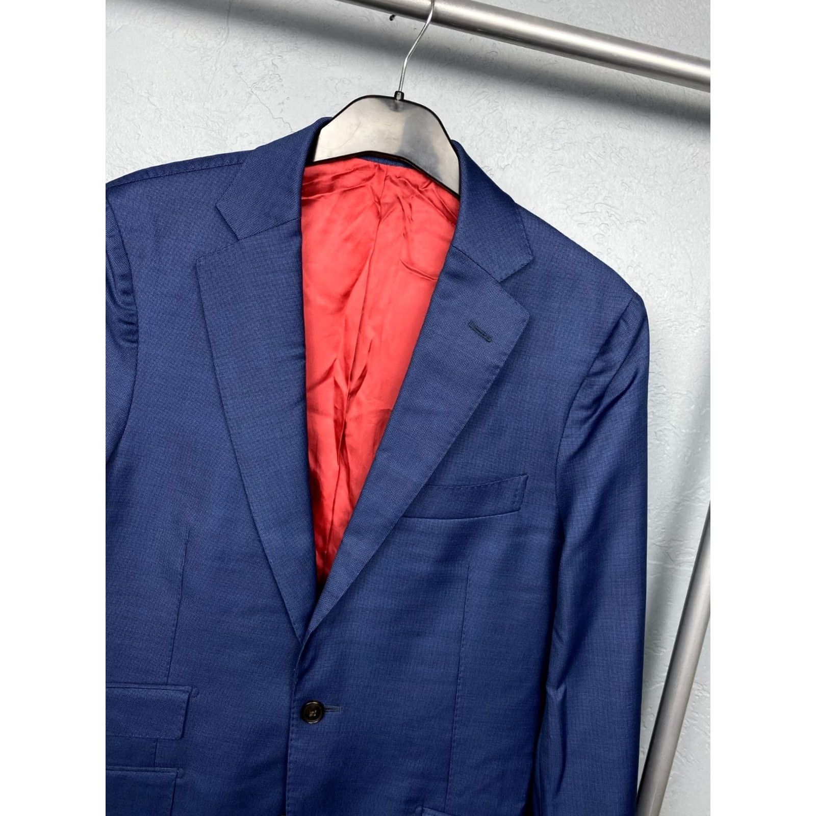 Suitsupply Suitsupply Blazer - 2 Piece Wool Suit Jacket + Pants 48R Blue Mens Vintage Style Two-Button Front Size 48R - 3 Thumbnail