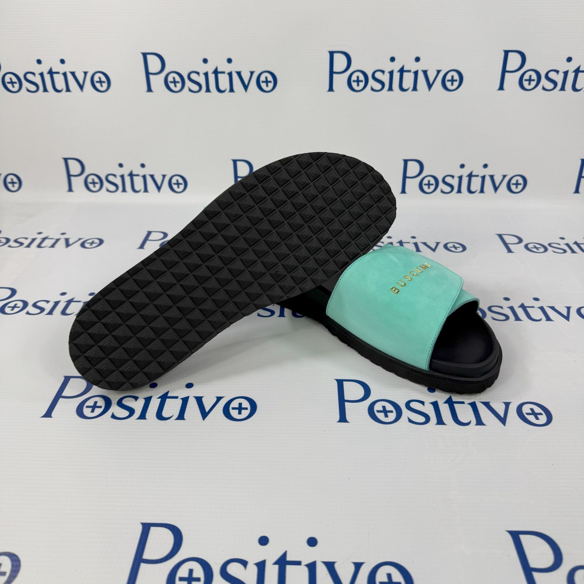 Buscemi Buscemi Scratch Slide Turquoise Leather Sandals US 11 EU 44 Size US 11 / EU 44 - 6 Thumbnail